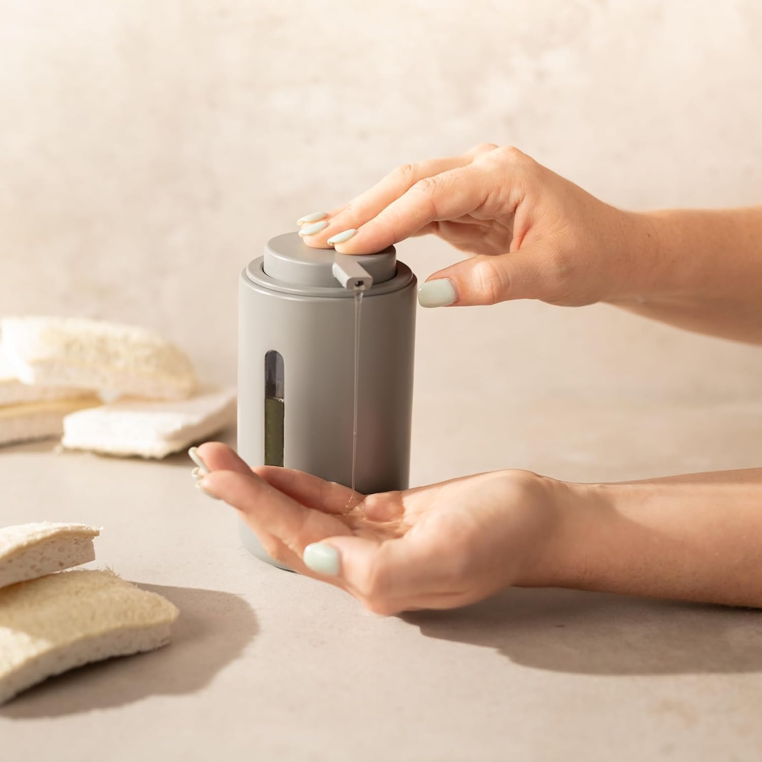 Gray Soap or Lotion Dispenser with Display Window