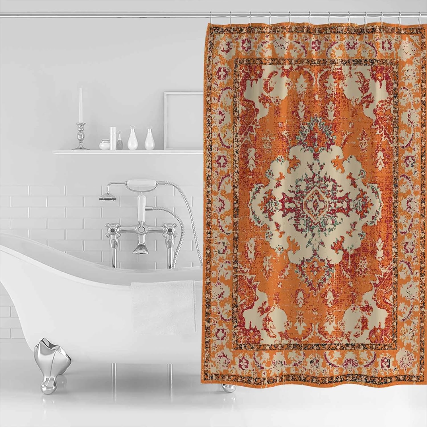 ZOE GARDEN Southwestern Orange Shower Curtain Set