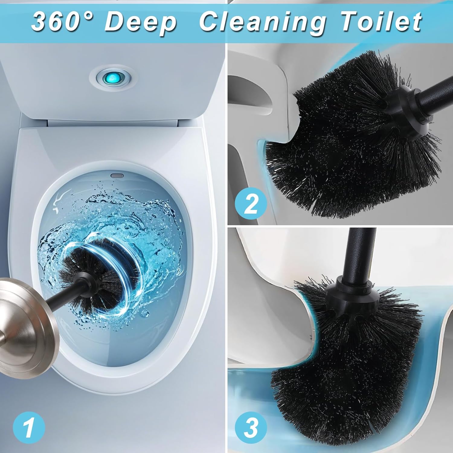 Hioflyme Toilet Brush with Holder Durable and Splash-Resistant