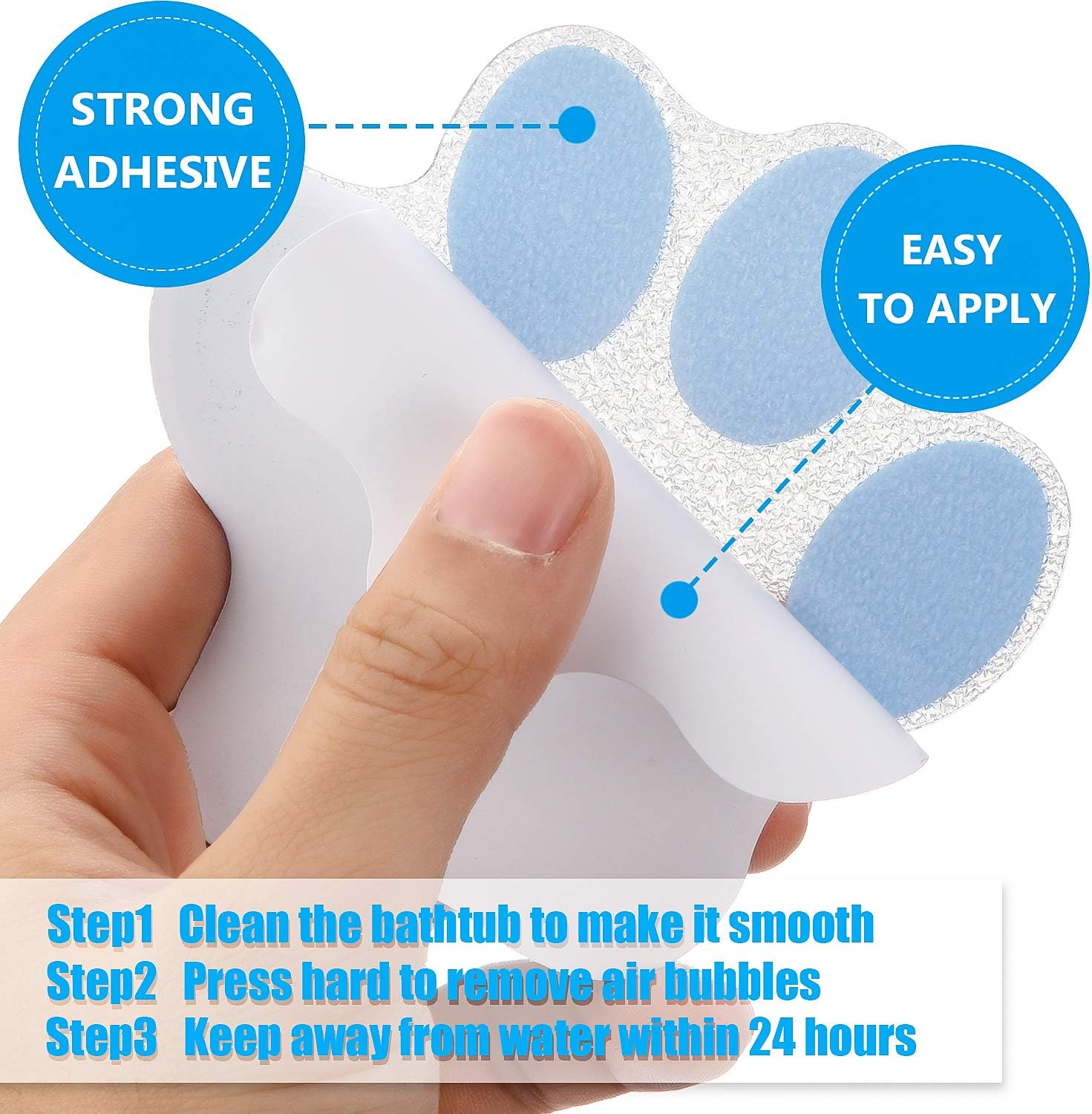 20 Piece Non-Slip Paw Print Bath Treads Blue