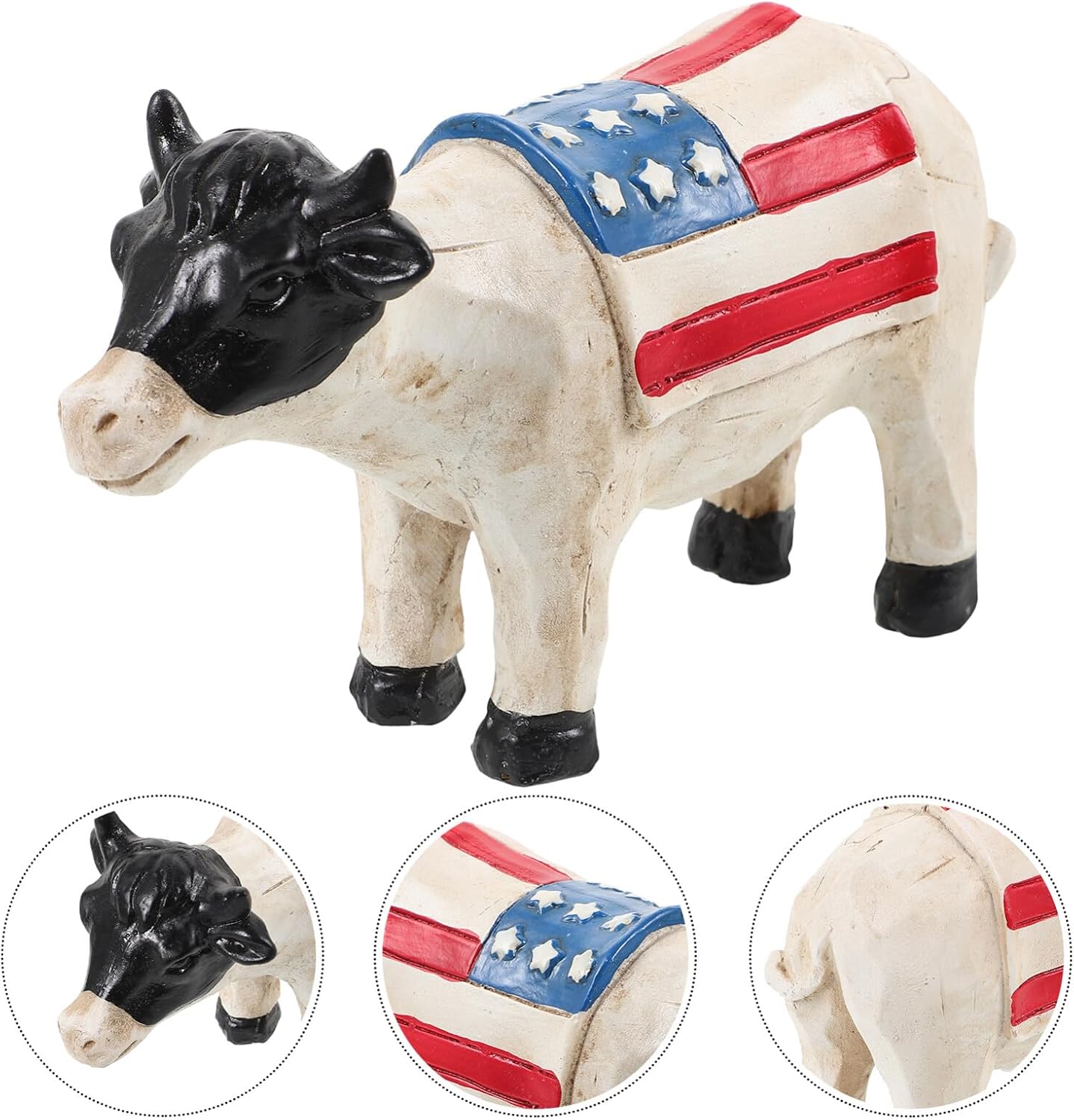 American Flag Resin Cow Statue for Independence Day Decor