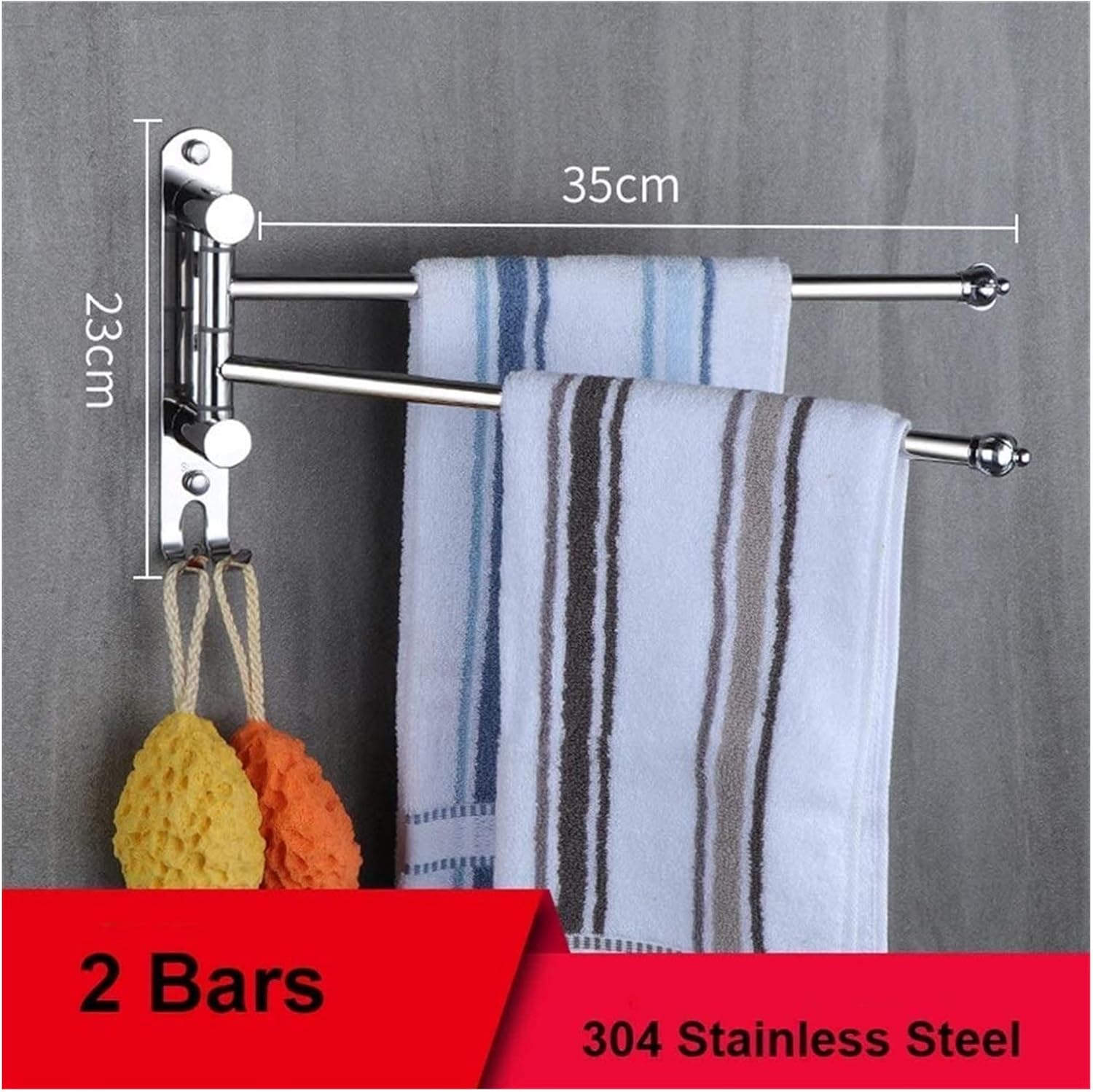 ALDEPO 3 Swivel Stainless Steel Towel Rail