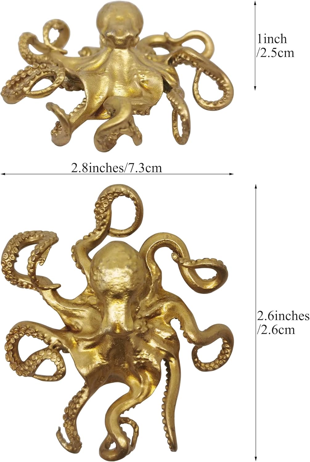 Pewery Gold Mini Octopus Figurine Home Office Garden Decor