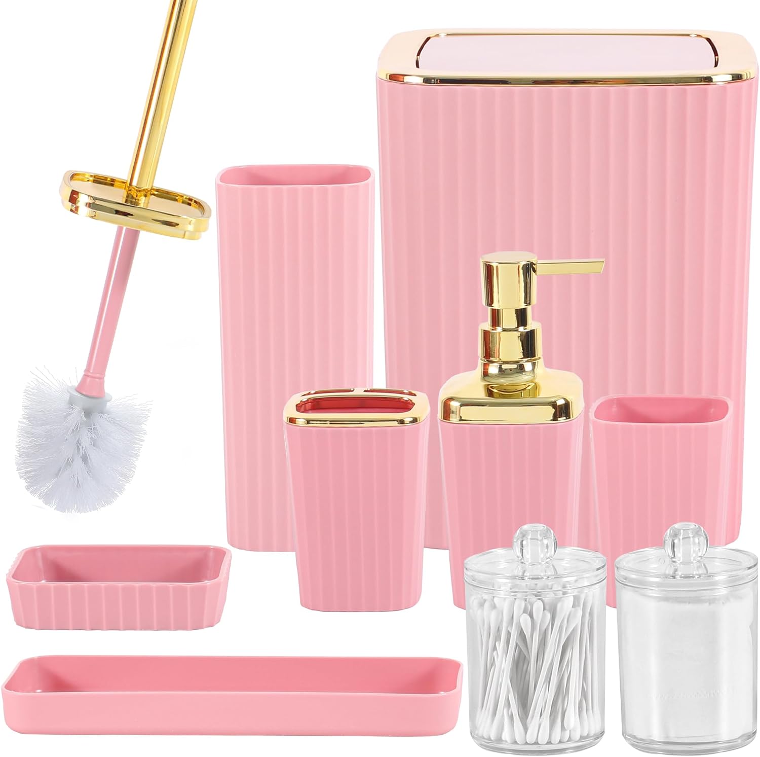 Viowil 9-Piece Pink Bathroom Accessory Set
