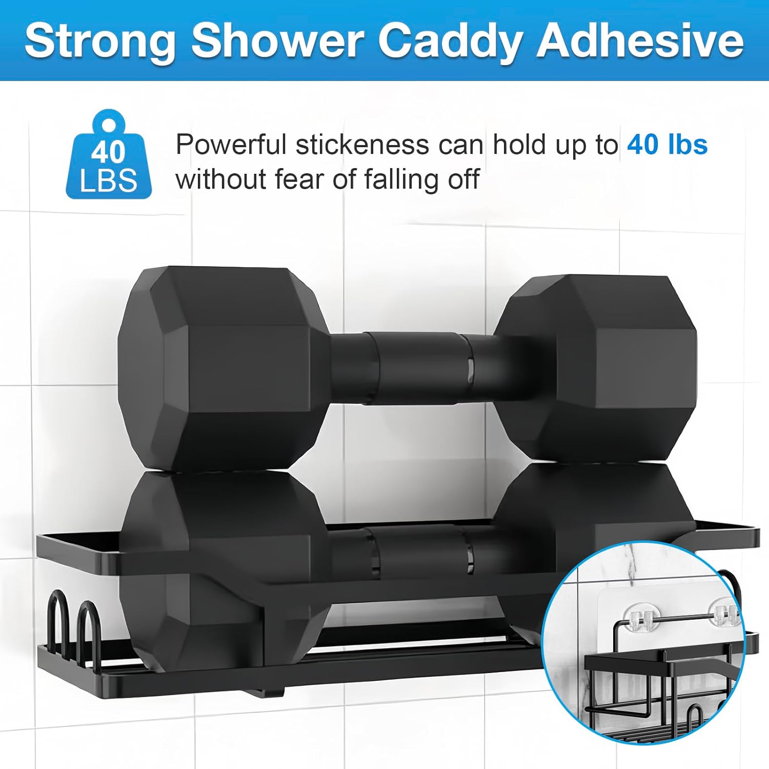 LSOSVSEU Shower Caddy Adhesive Hooks 5Pcs Triple Double Hooks