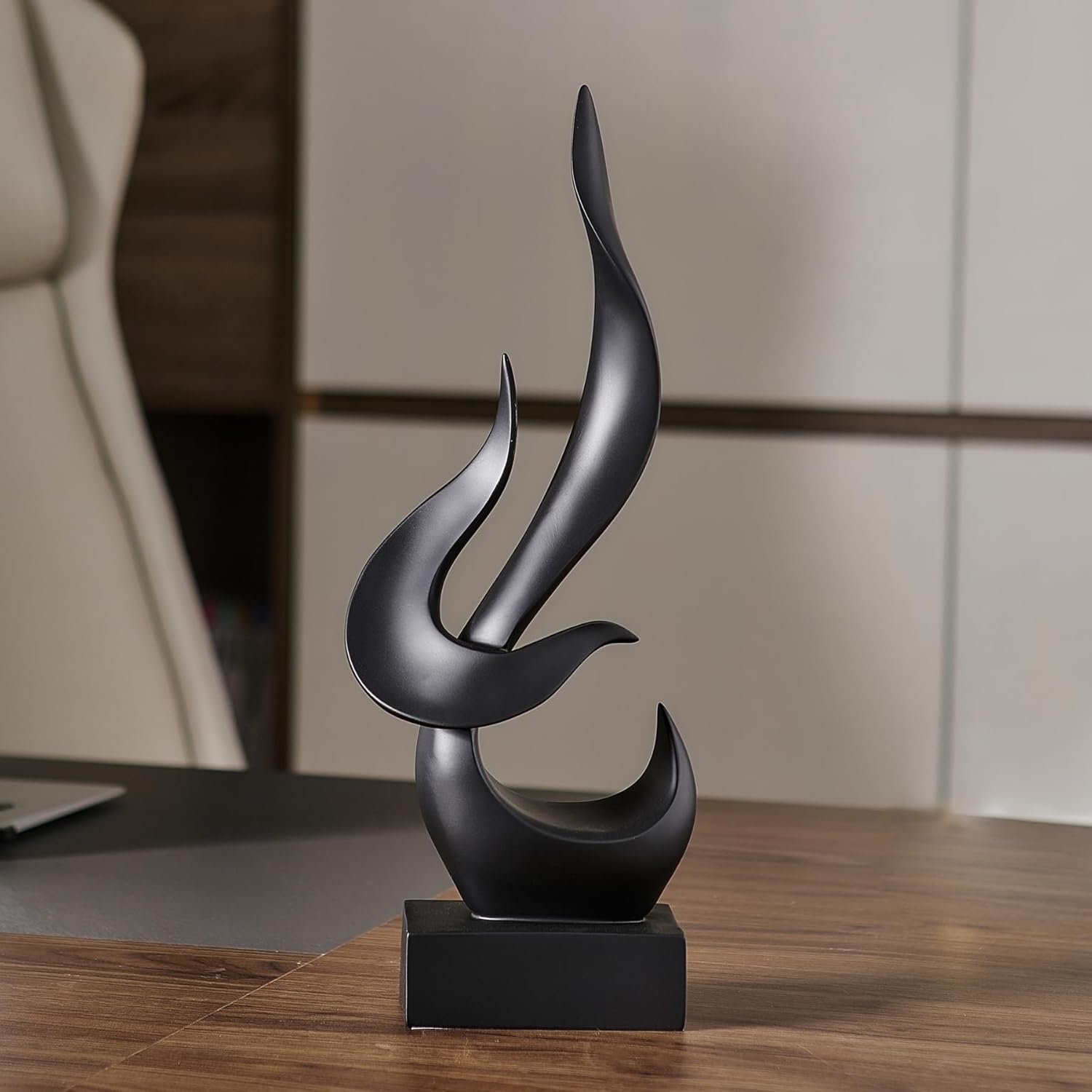AWNR Black Flame Resin Art Sculpture Modern Home Decor