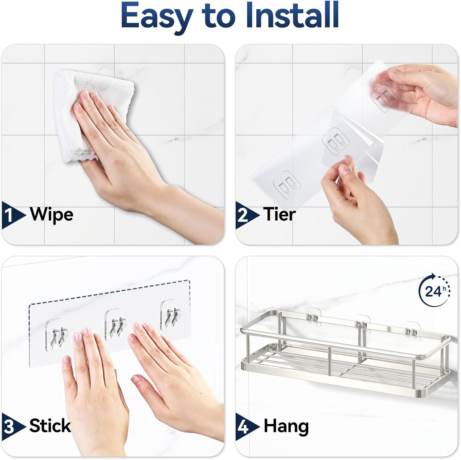 YASONIC 2 Pack Shower Caddy with Removable Hooks