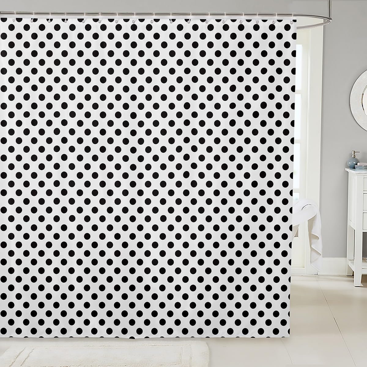 Erosebridal Polka Dots Shower Curtain Set