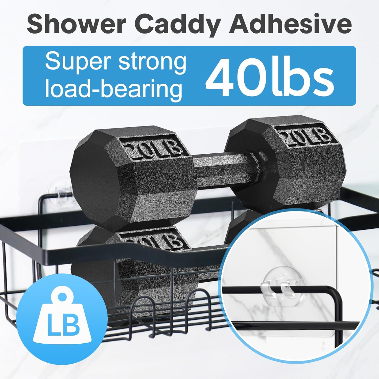 Lsnisni 3 Pack Waterproof Adhesive Strips for Shower Caddy