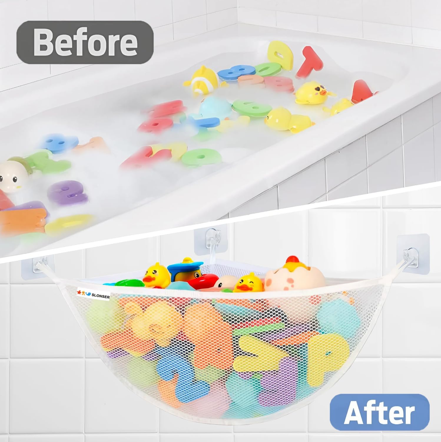 Slonser Bath Toy Holder Corner with Suction Cups