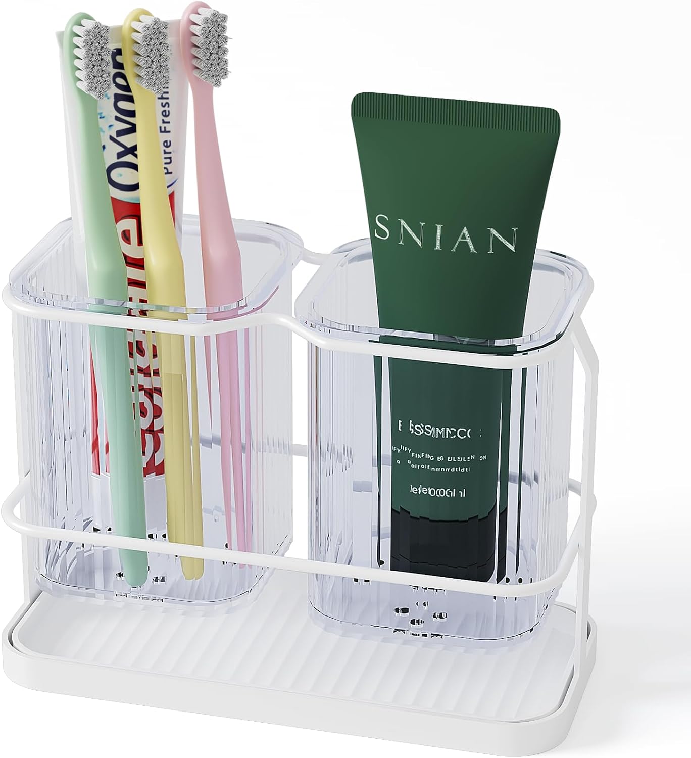VACONICO 2 Cup Toothbrush Holder with Drain Tray