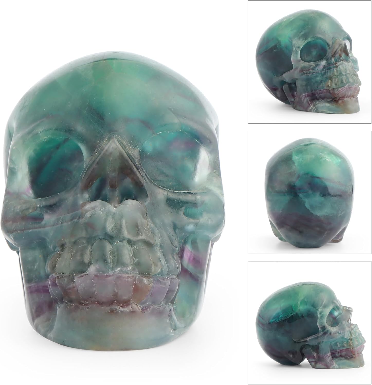 LEADGEM Rainbow Fluorite Crystal Skull Statue 30 Inch