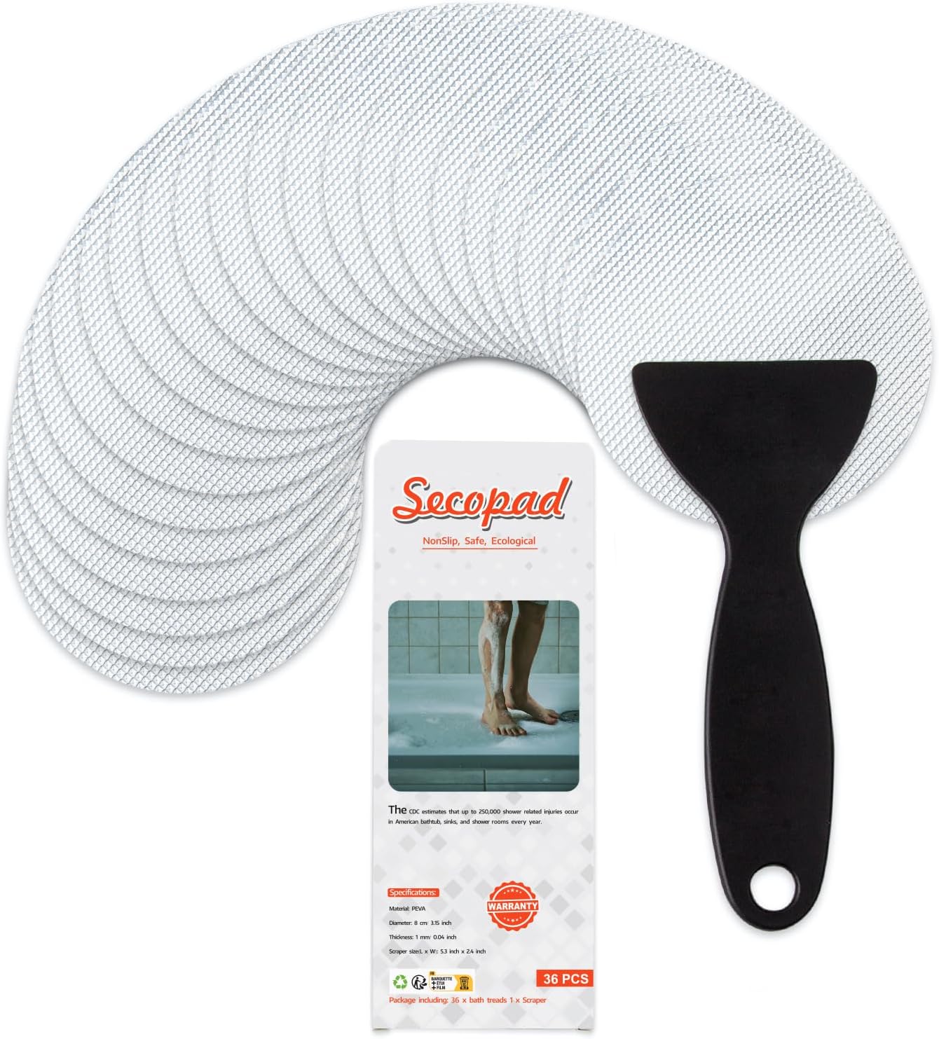 Secopad 36PCS Non-Slip Bathtub Stickers Set