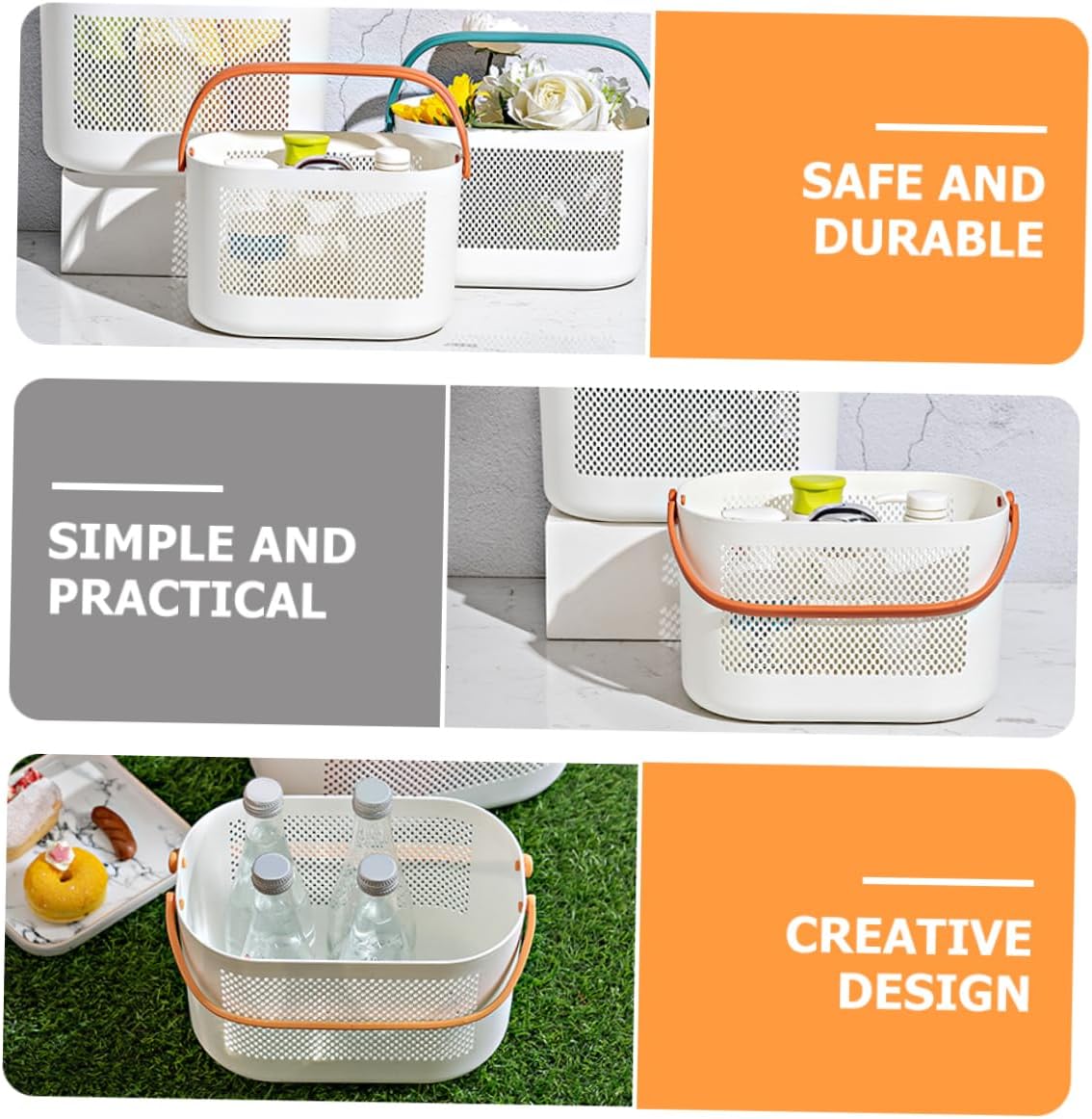 Portable Shower Storage Basket Organizer with Handles 1