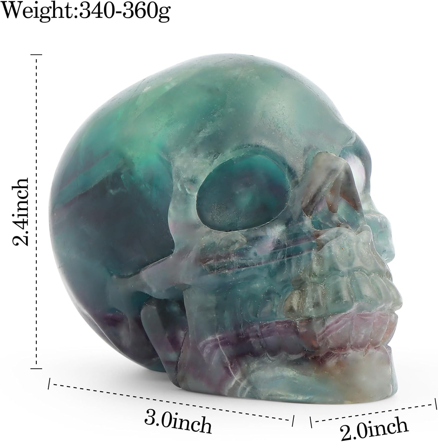 LEADGEM Rainbow Fluorite Crystal Skull Statue 30 Inch