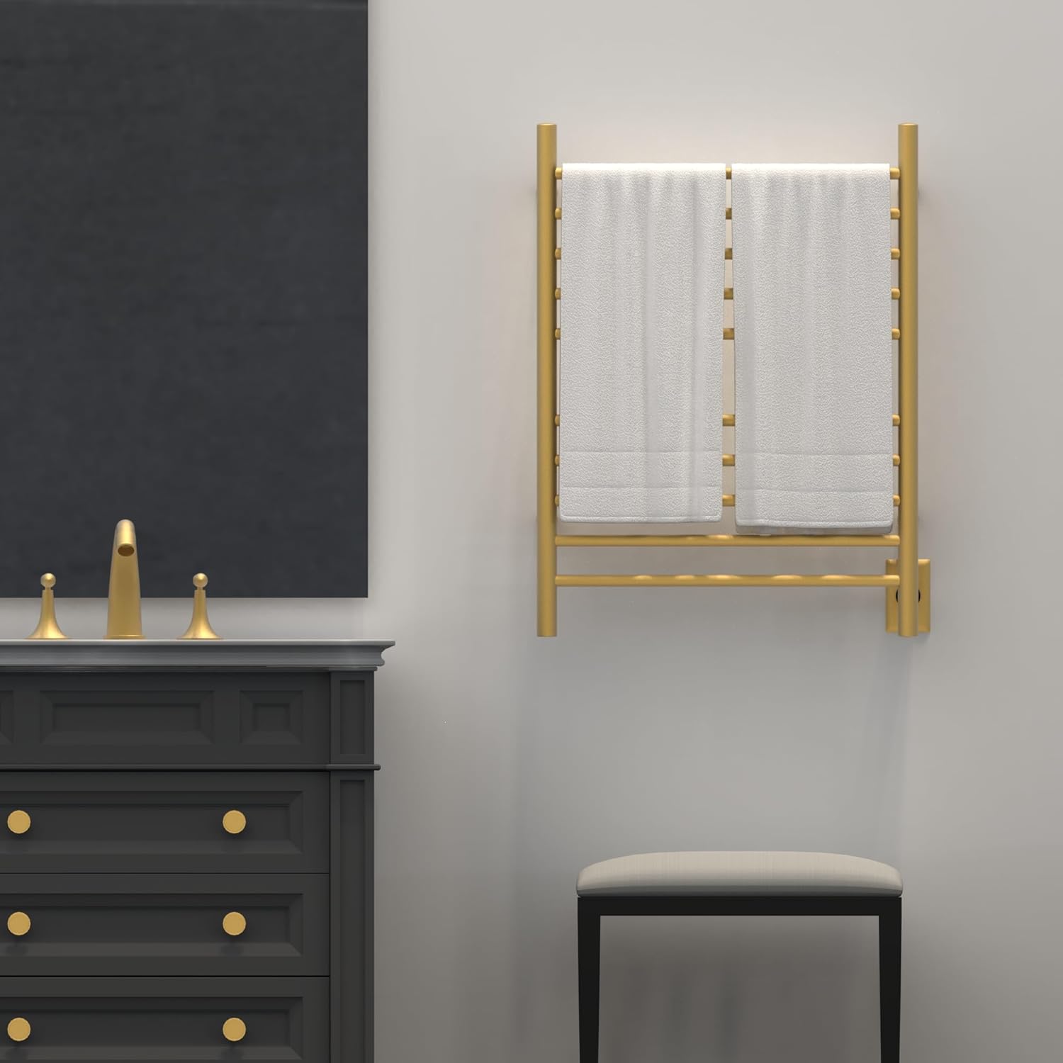 Amba RWH-SSB Satin Brass Towel Warmer 10 Bar Combo