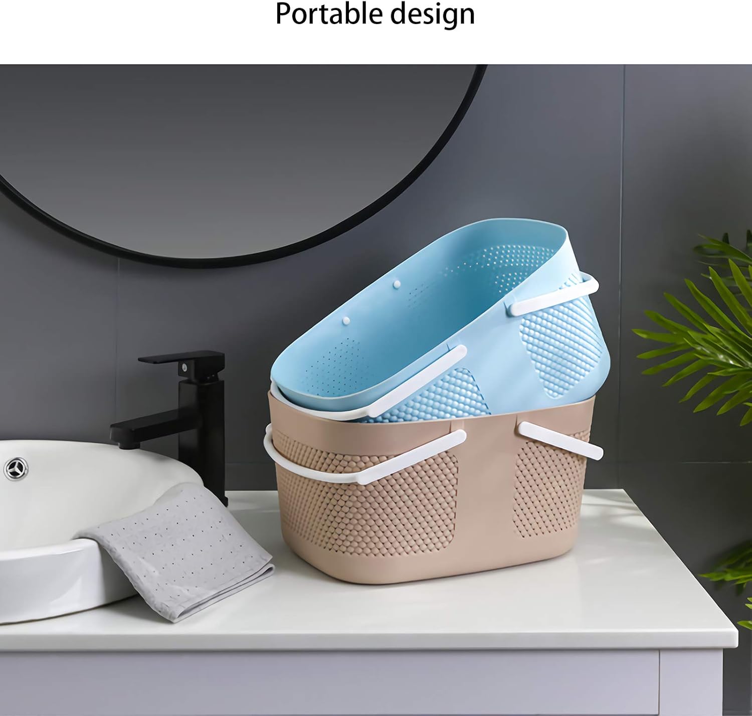 Shower Caddy Basket - Large Capacity Thick Plastic Organizer with Handles Drainage Toiletry Bag