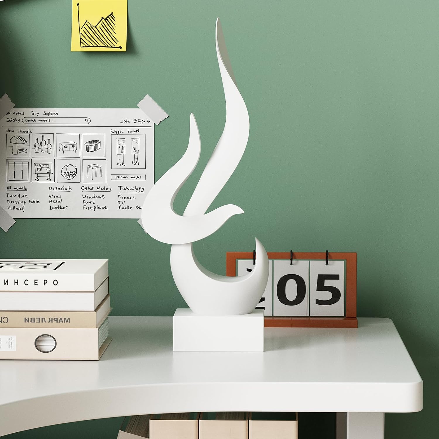 Dosker White Flame Sculptures Home Decor