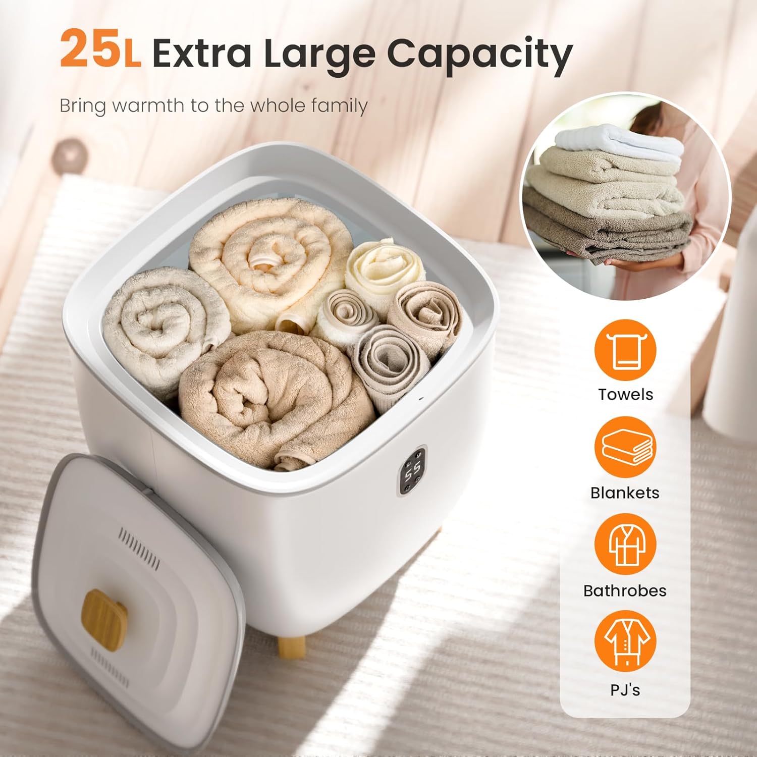 Electactic 25L Towel Warmer with 2 Modes and LCD Screen