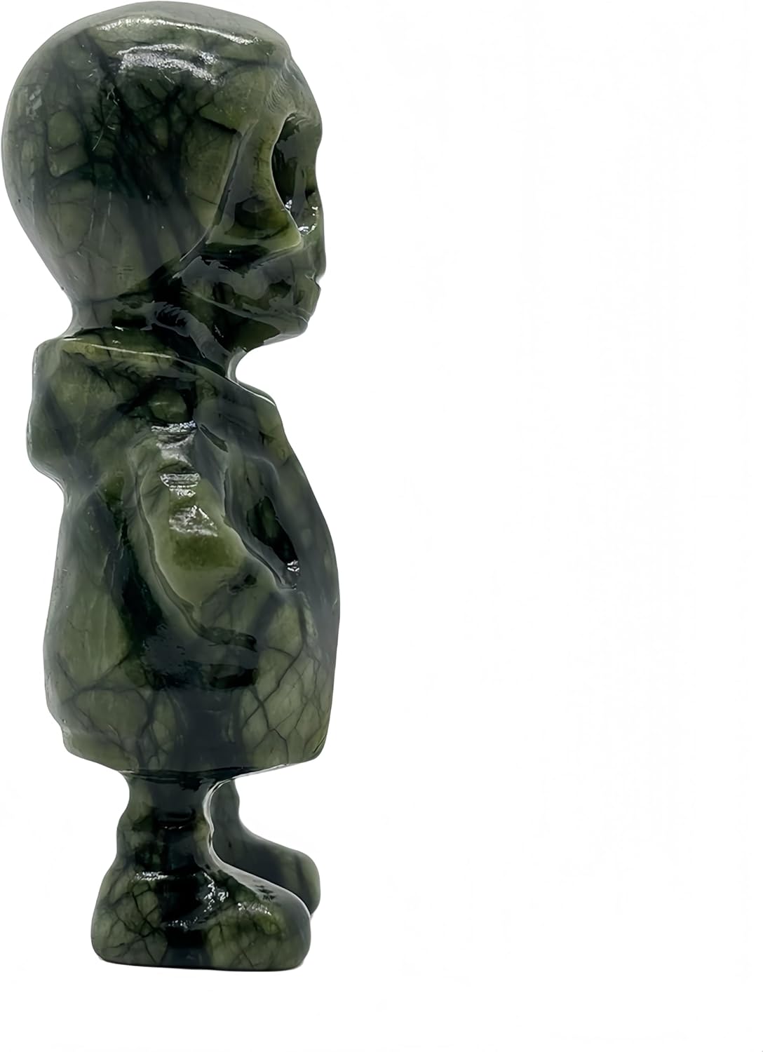 Natural Serpentine Halloween Skull Stone Figurine