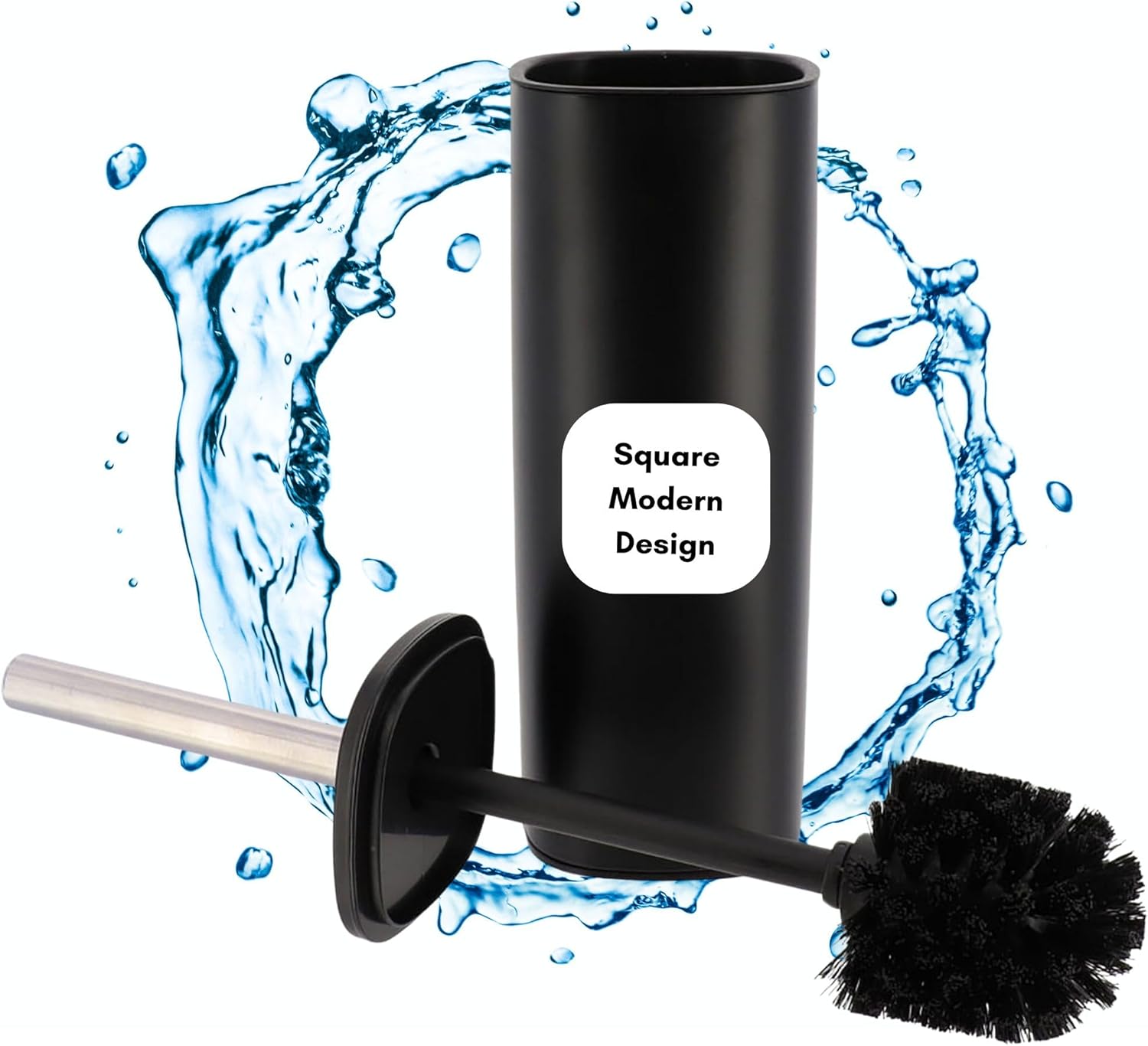 EVIDECO Square Metal Toilet Brush with Holder - Black