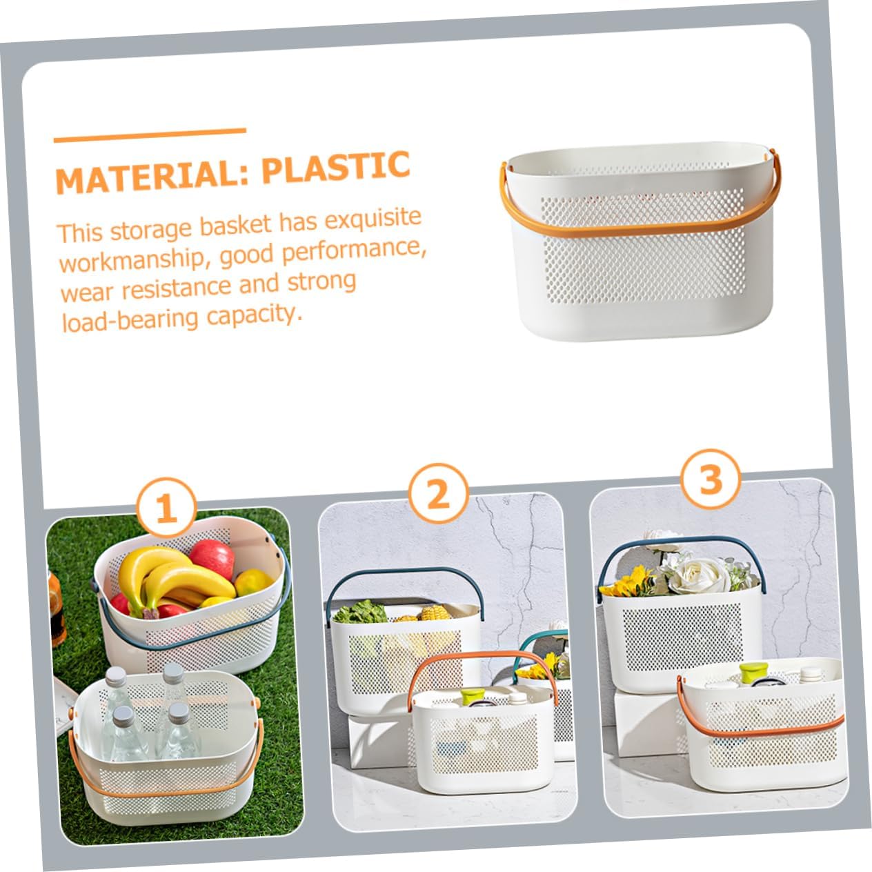 PERSELOSO Portable Plastic Shower Basket Organizer with Ventilation and Handle