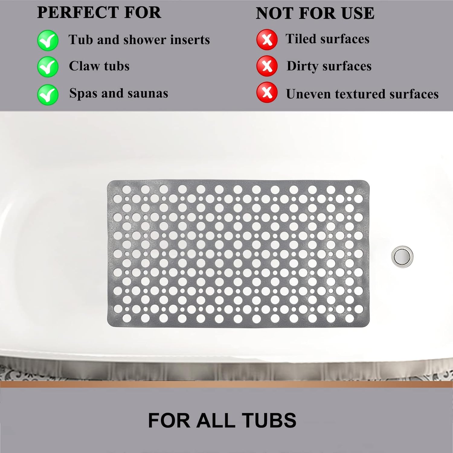 Sheepping Bath Mat for Tub 30x17 Non Slip Machine Washable