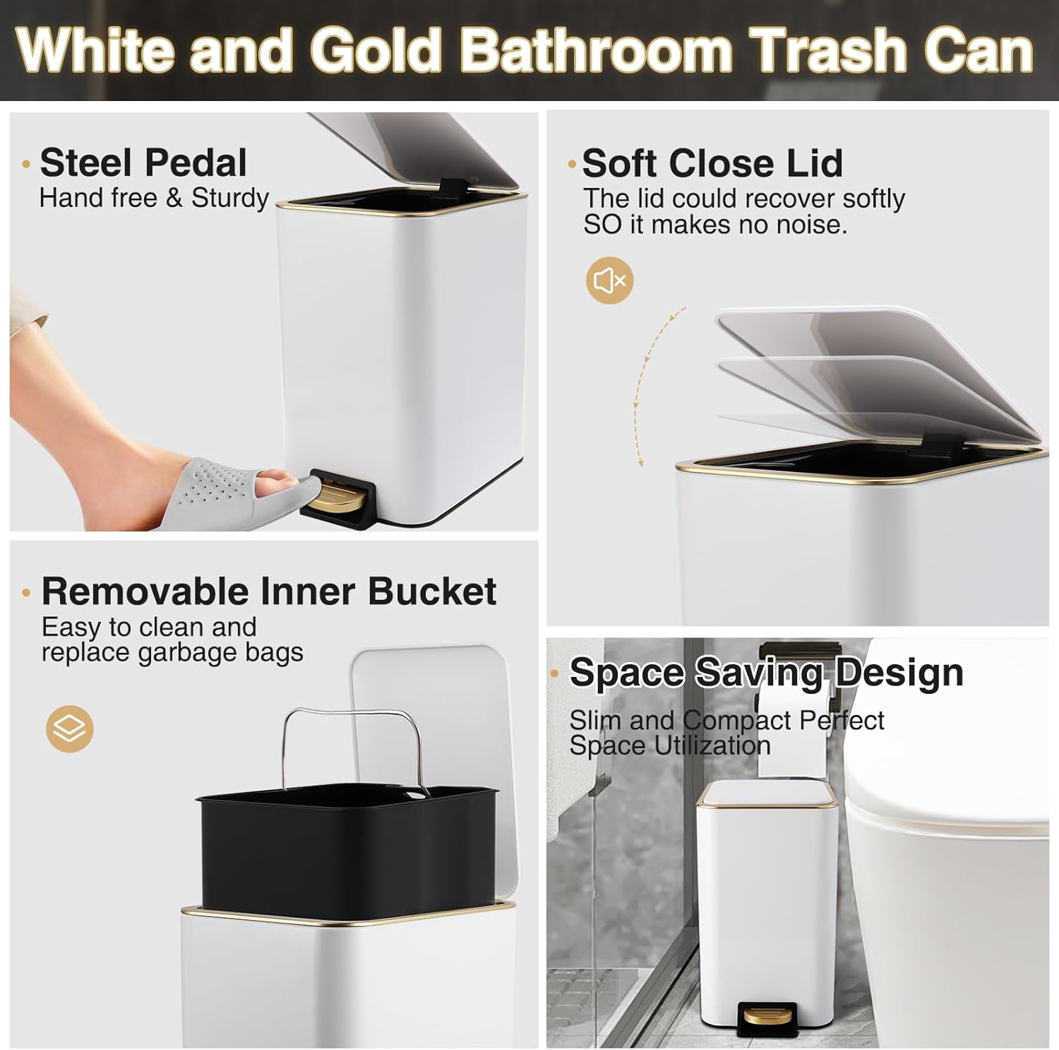 XLHOMO White Gold 8-Piece Bathroom Accessory Set