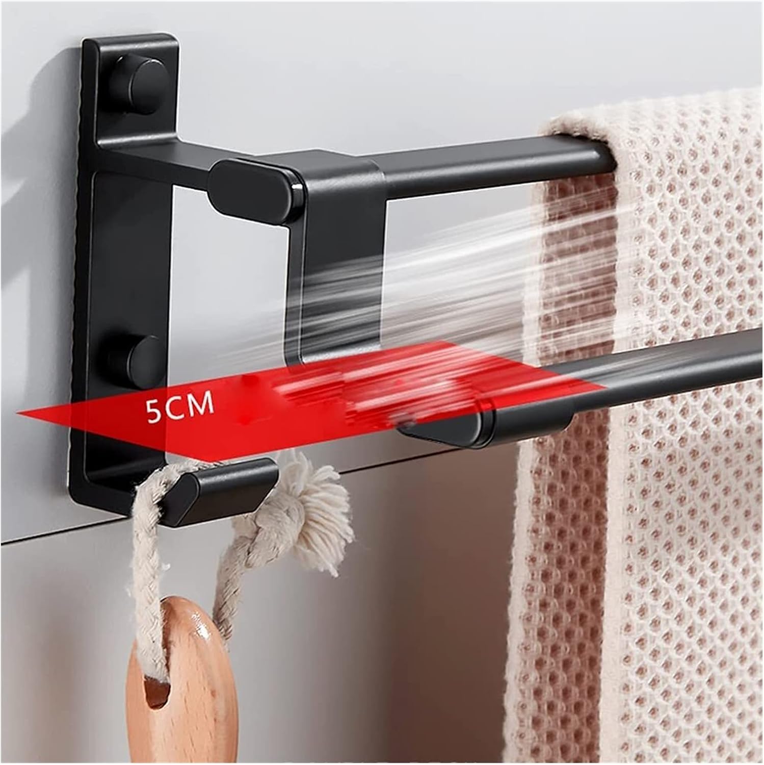 ALDEPO 3-Tier Matte Black Towel Rack Wall Mount
