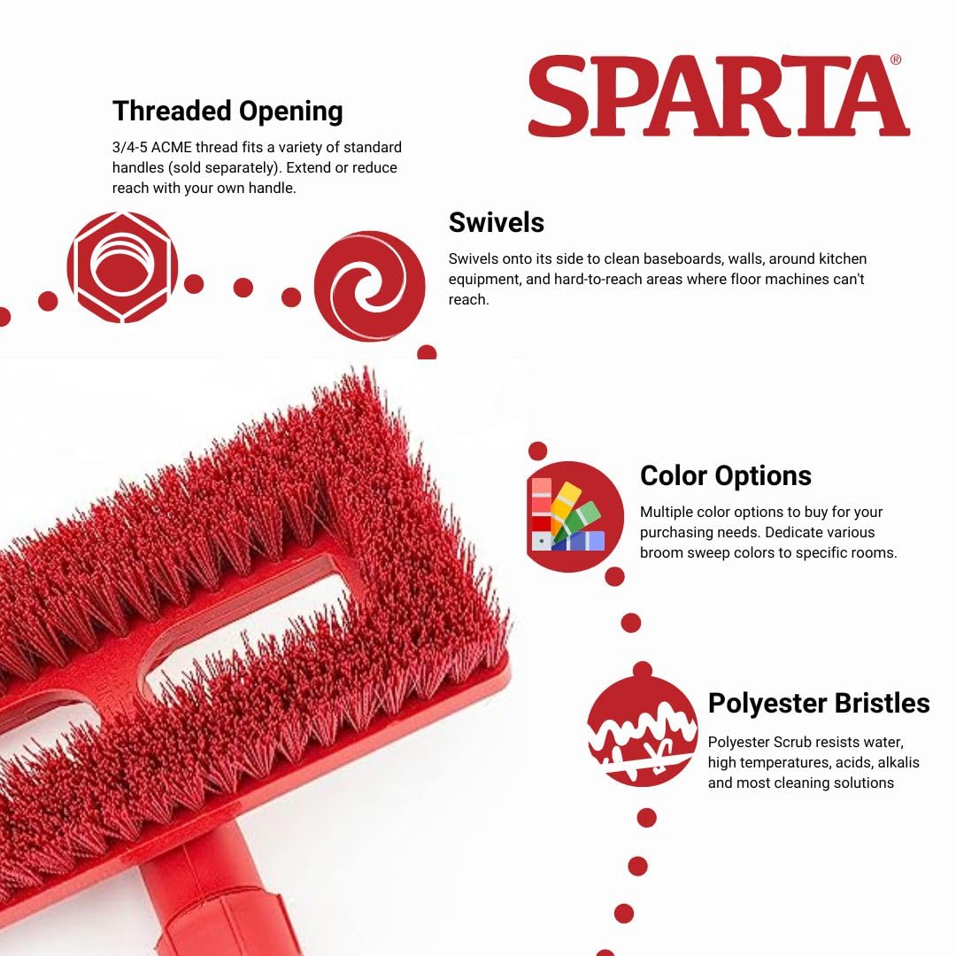 SPARTA Swivel Toilet Brush with Polyester Bristles 8 Inches Red
