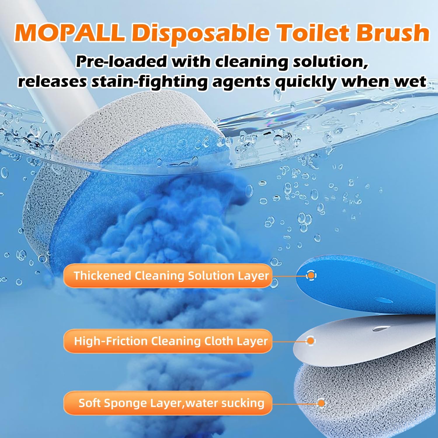 MOPALL 30 Count Toilet Brush Refills for Deep Cleaning