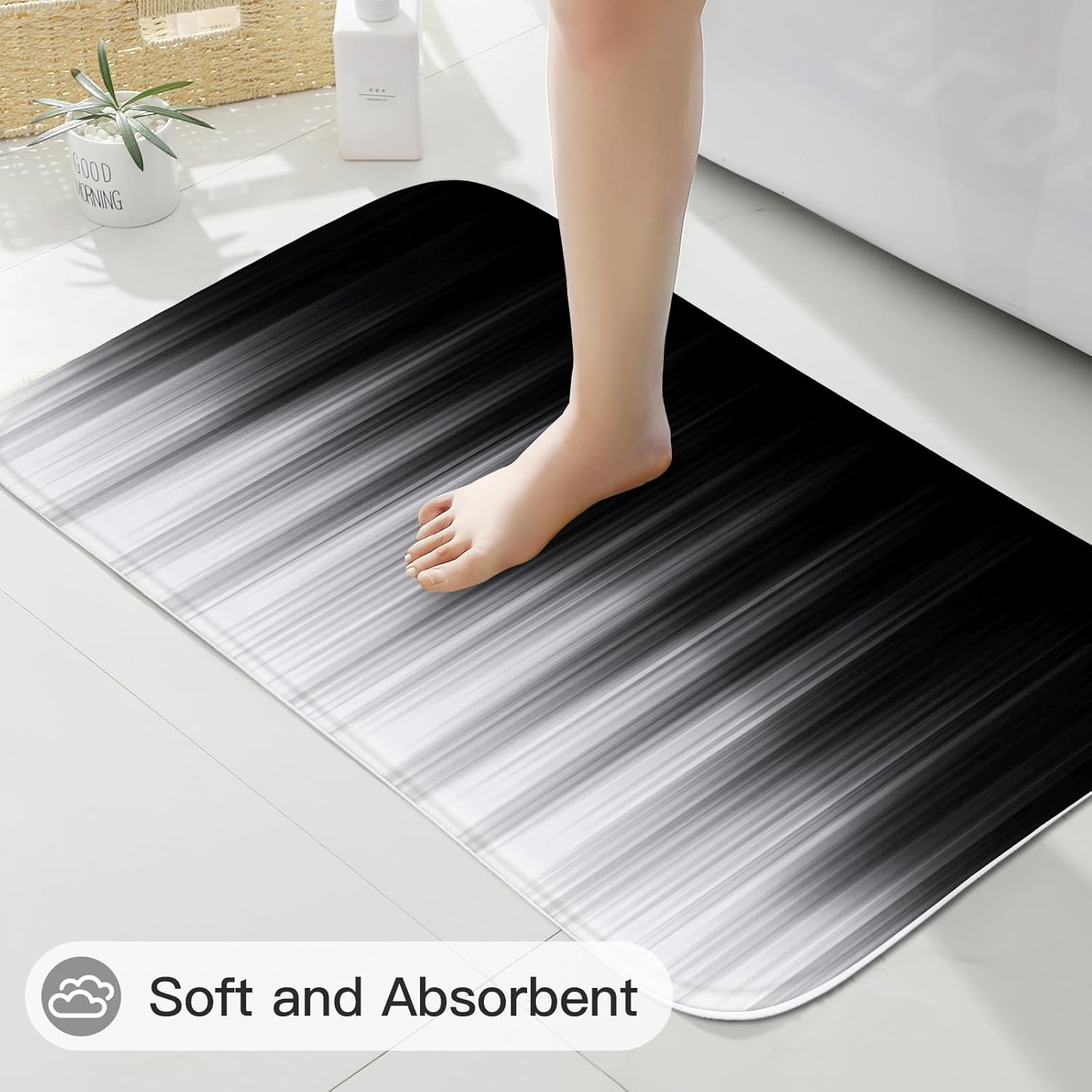 Litabel 4 Pcs Grey Black Gradient Bathroom Set