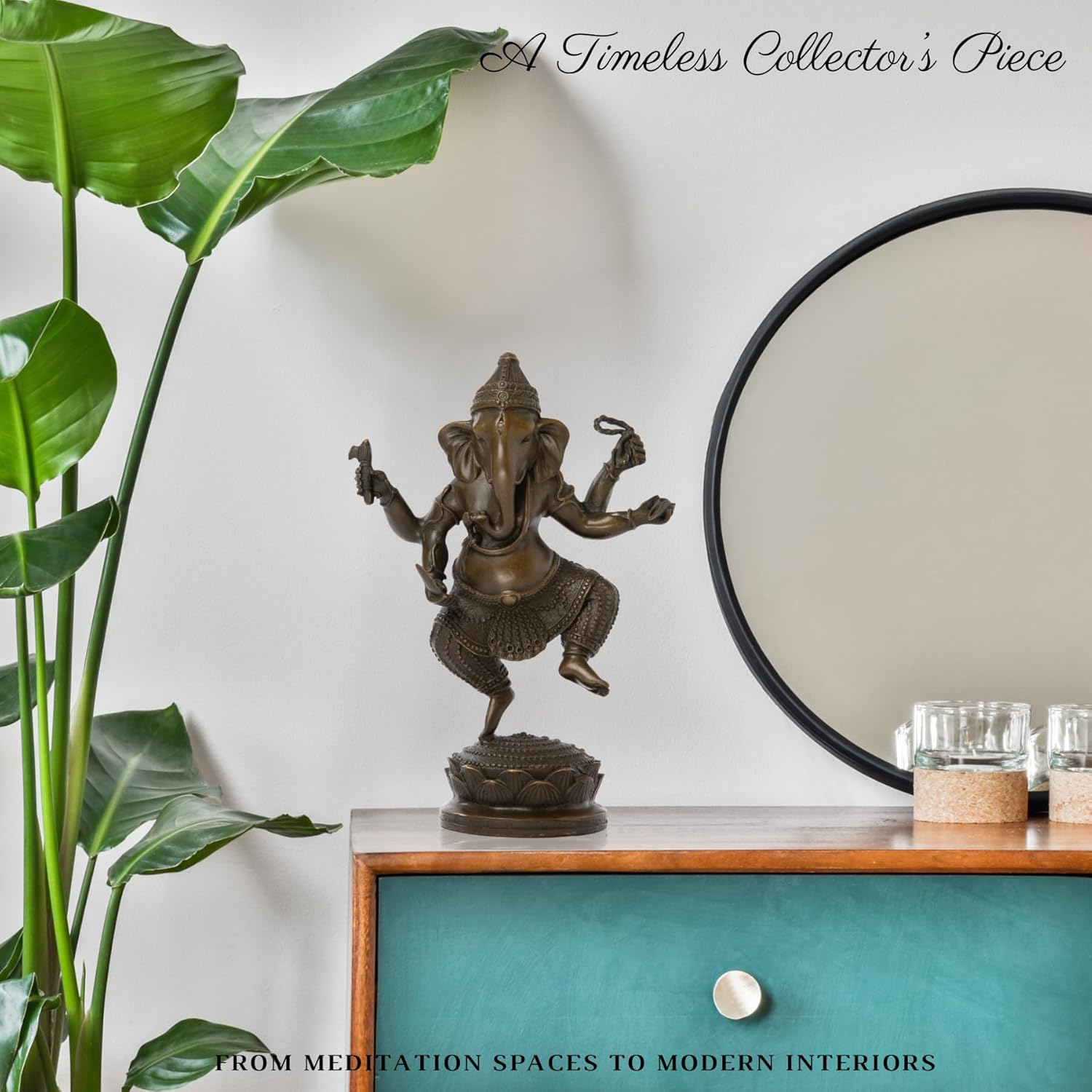 76-Inch Solid Bronze Ganesha Statue with Lotus Base