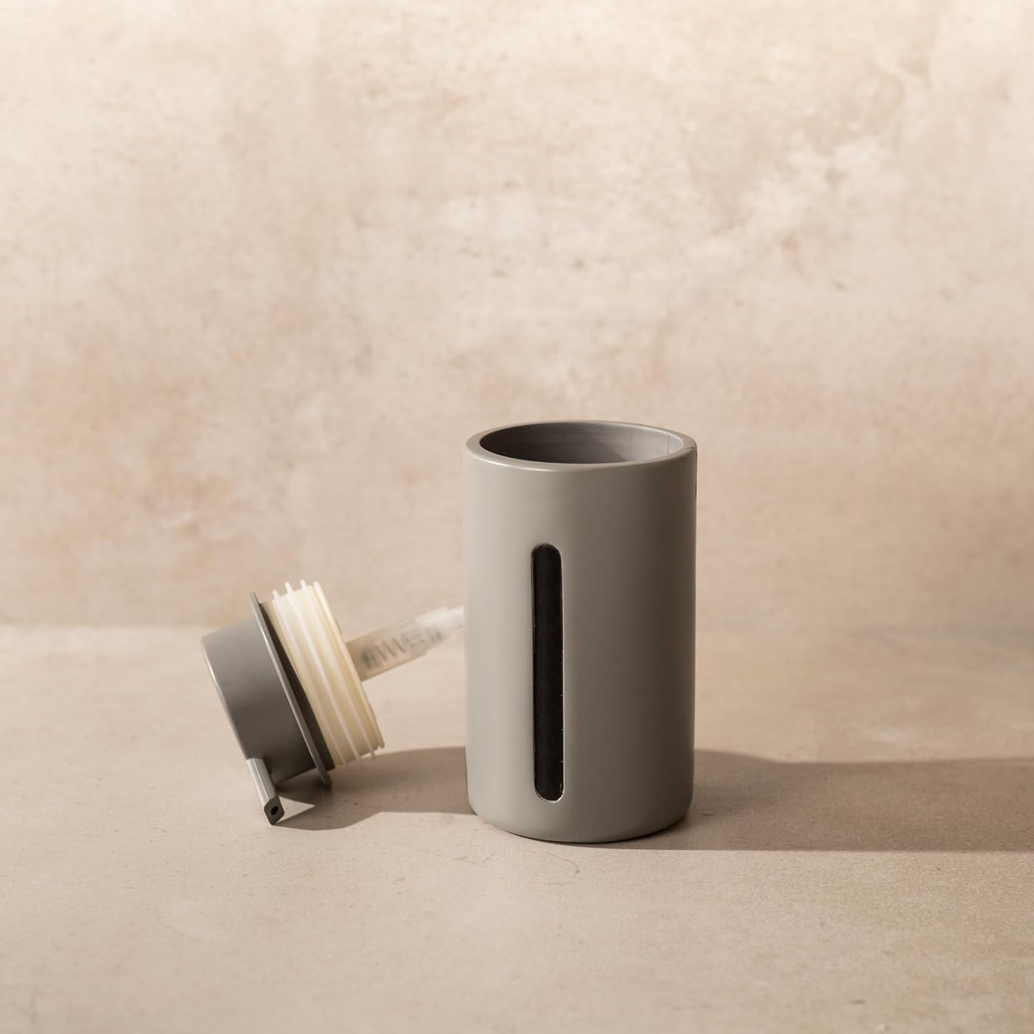 Gray Soap or Lotion Dispenser with Display Window