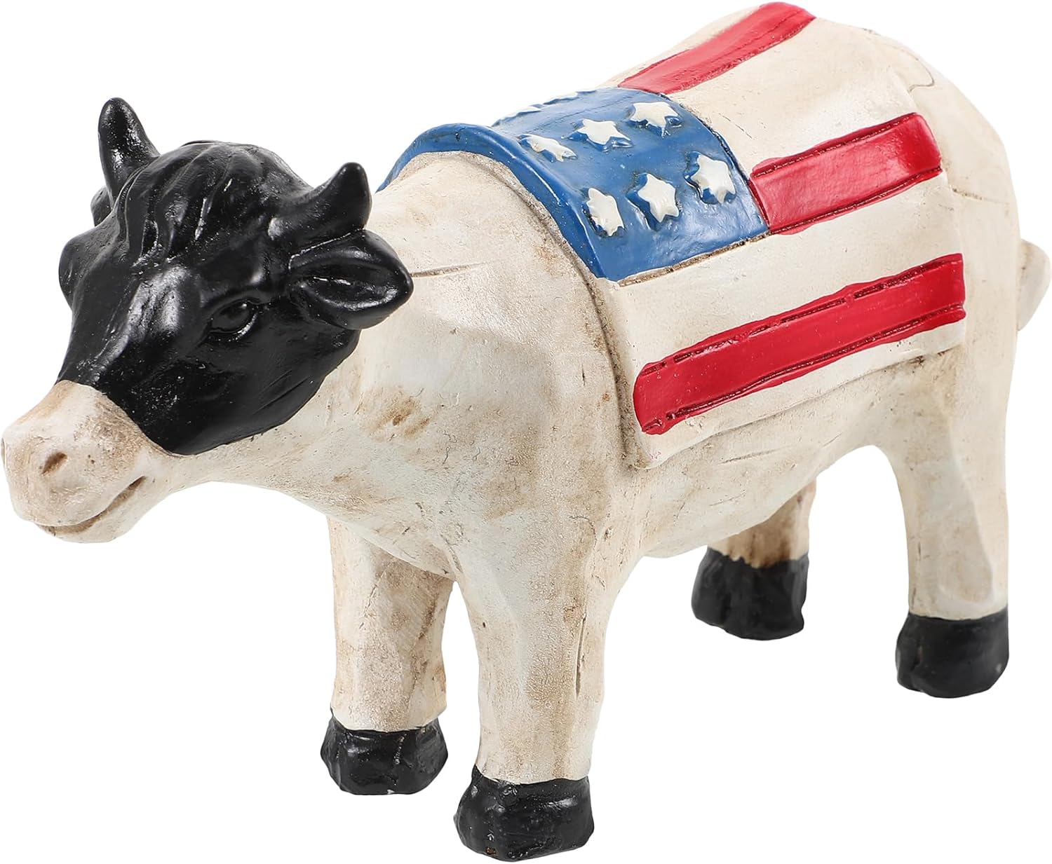 LUOZZY Patriotic Resin Cow Statue Home Decor