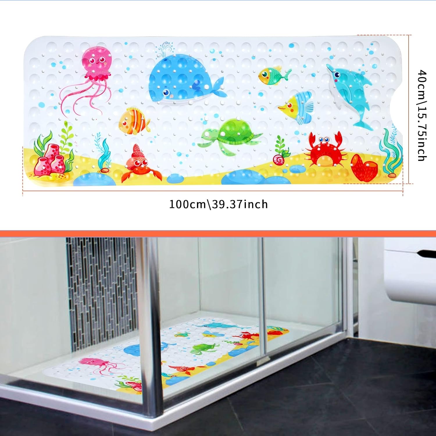 Secopad Baby Bath Mat with Suction Cups and Drain Holes
