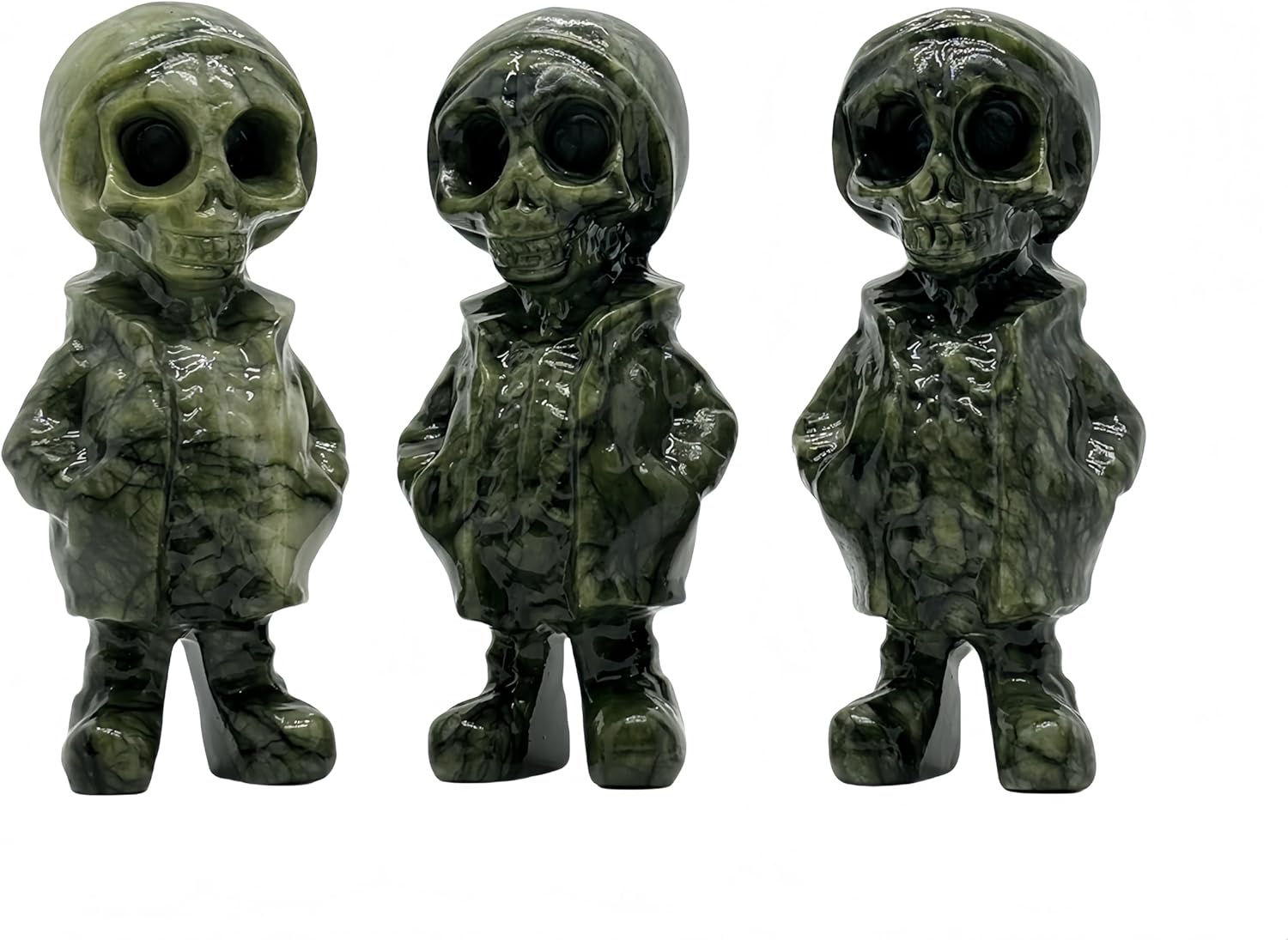 Natural Serpentine Halloween Skull Stone Figurine