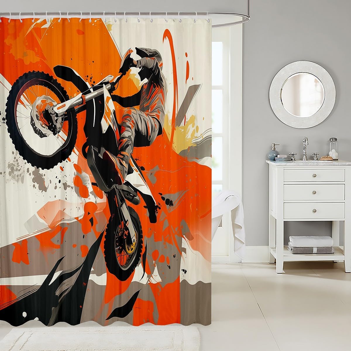 Feelyou Kids Dirt Bike Racing Shower Curtain Set 72x72