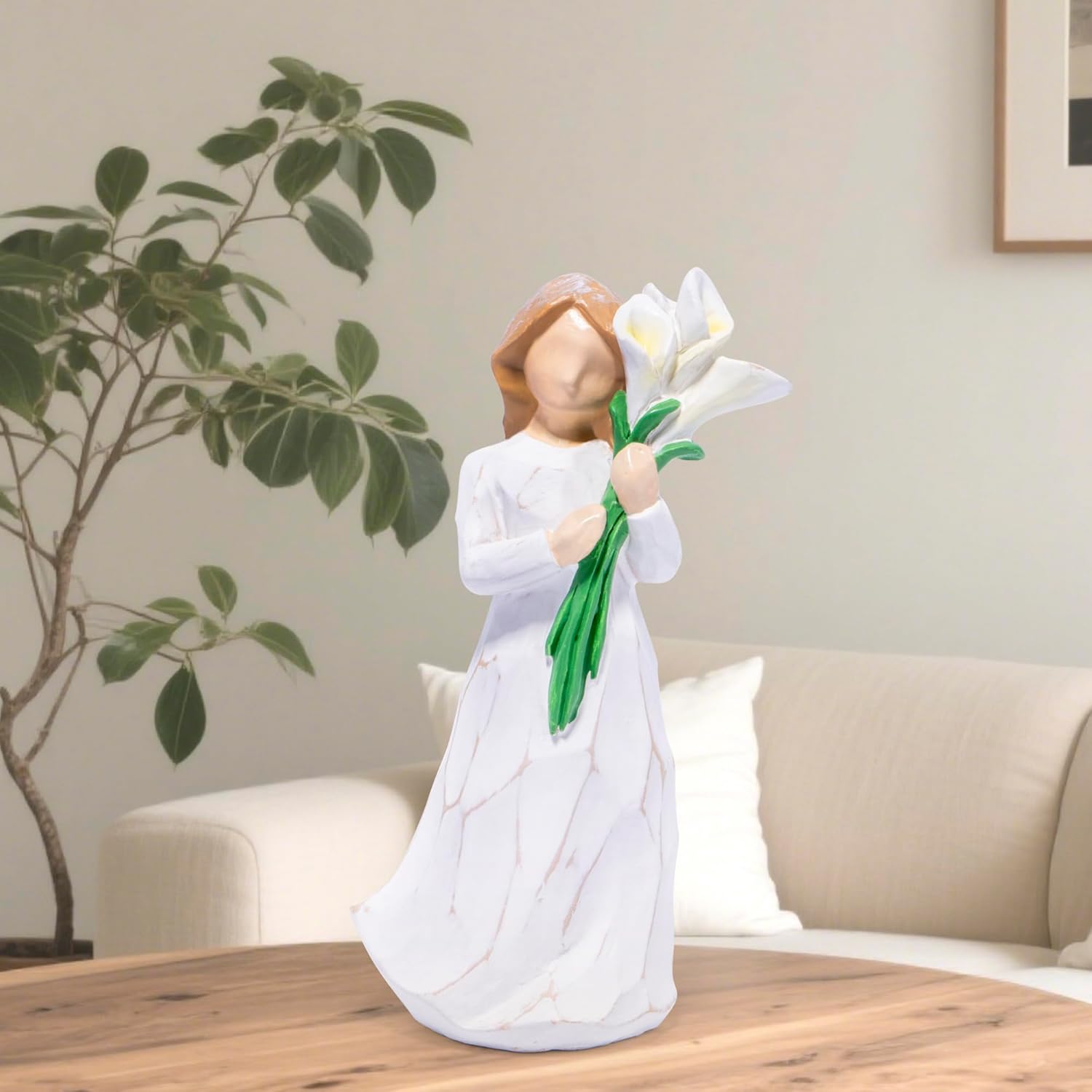 Hodao Hand-Carved Resin Mom Figurine - White Flower Mothers Day Keepsake
