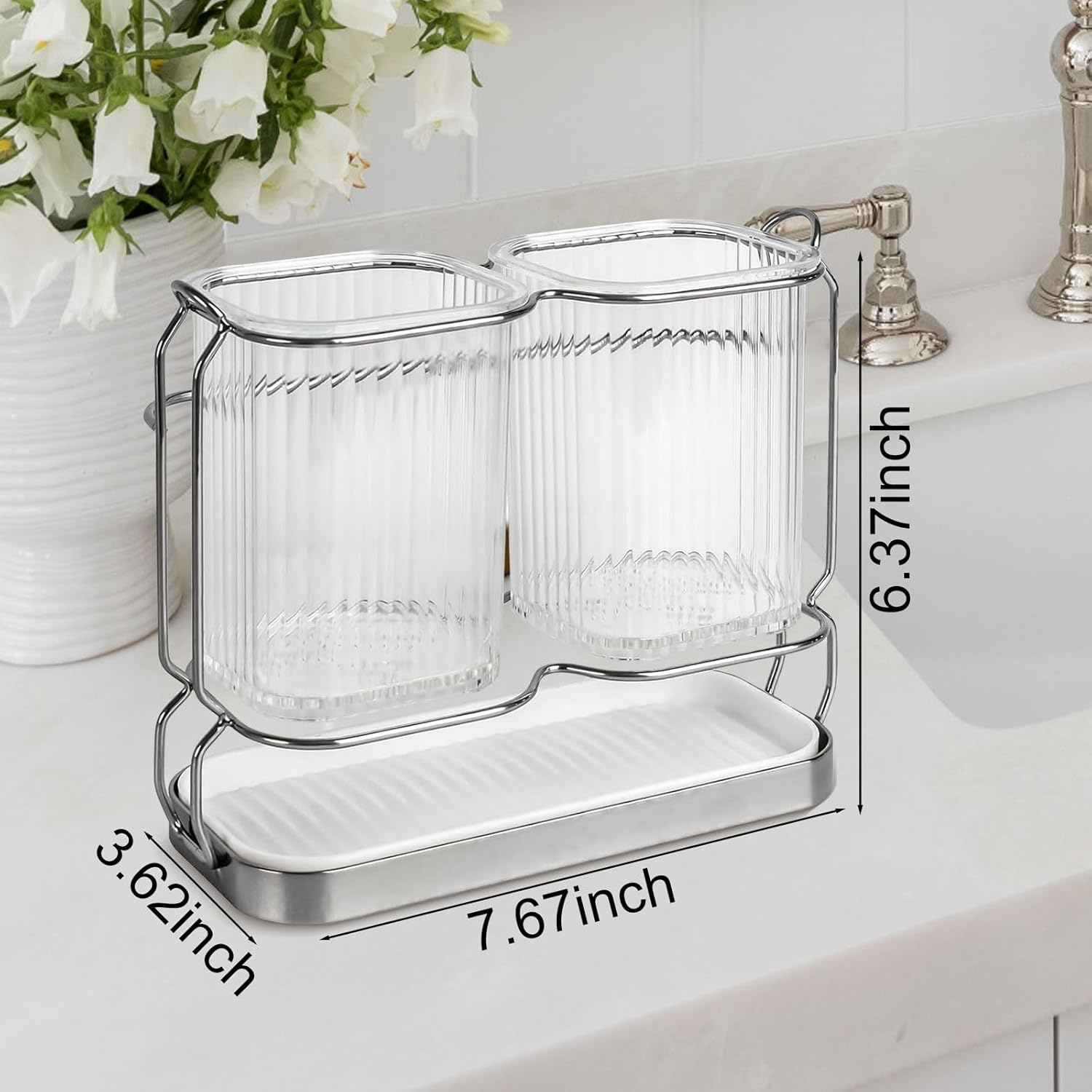 HDFCLUP White Toothbrush Holder with Drain Tray