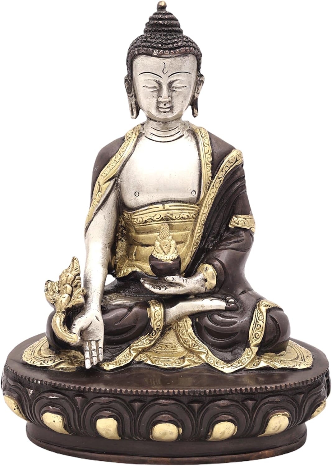 8-Inch Medicine Buddha Brass Statue - Spiritual Healing Meditation Idol