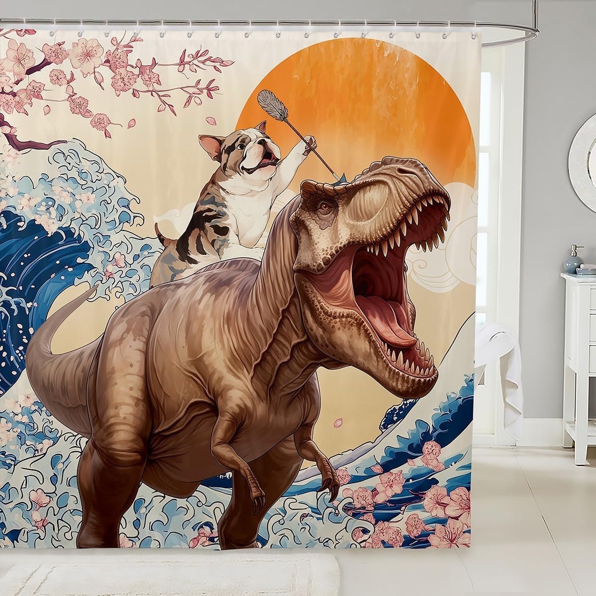 Erosebridal Kids Funny Waterproof Bath Curtain Set