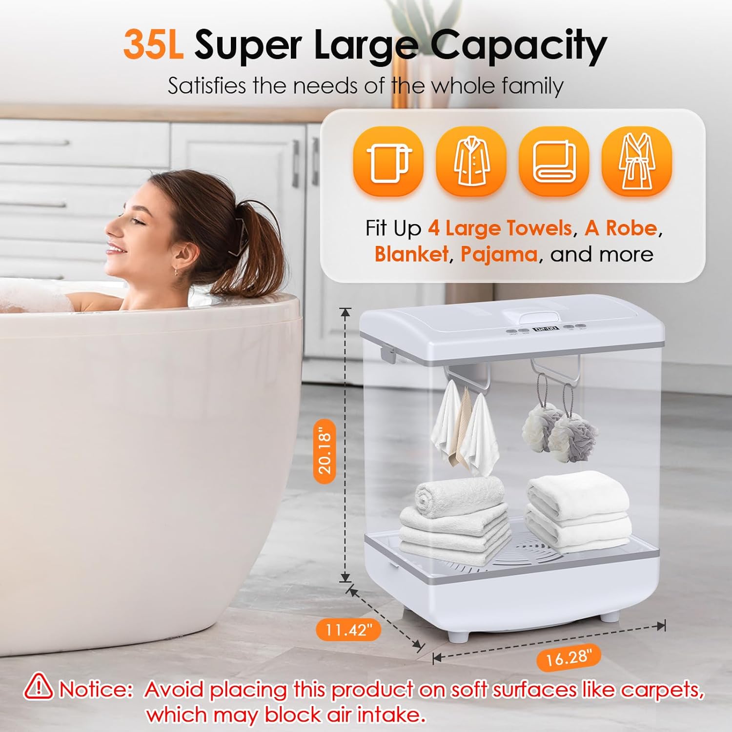 FEPPO 10 Gallon Luxury Towel Warmer with 2-in-1 Heating