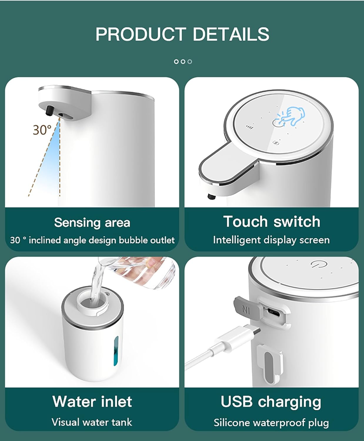 YEWENI USB Rechargeable Touchless Soap Dispenser 1