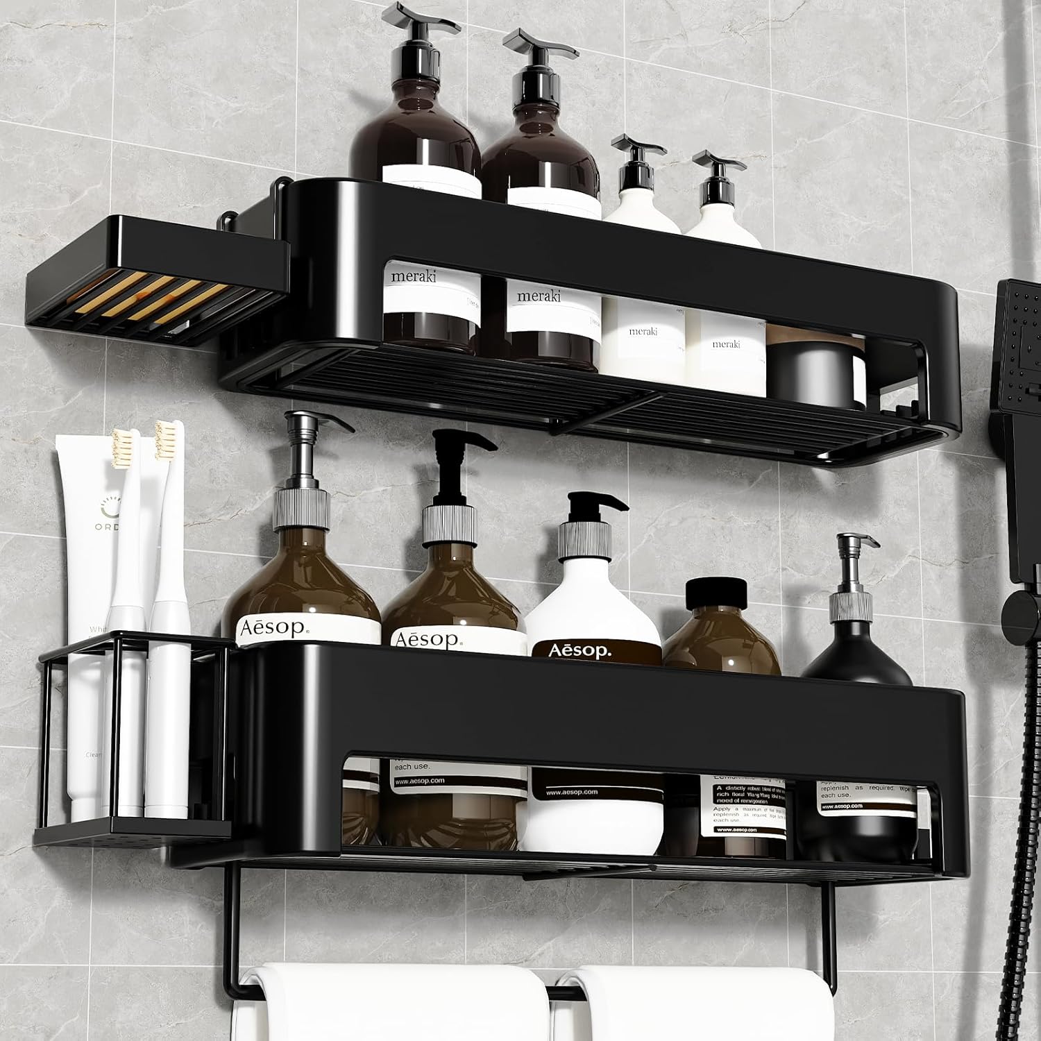 Necvha 4 Pack Adhesive Shower Caddies No Drilling