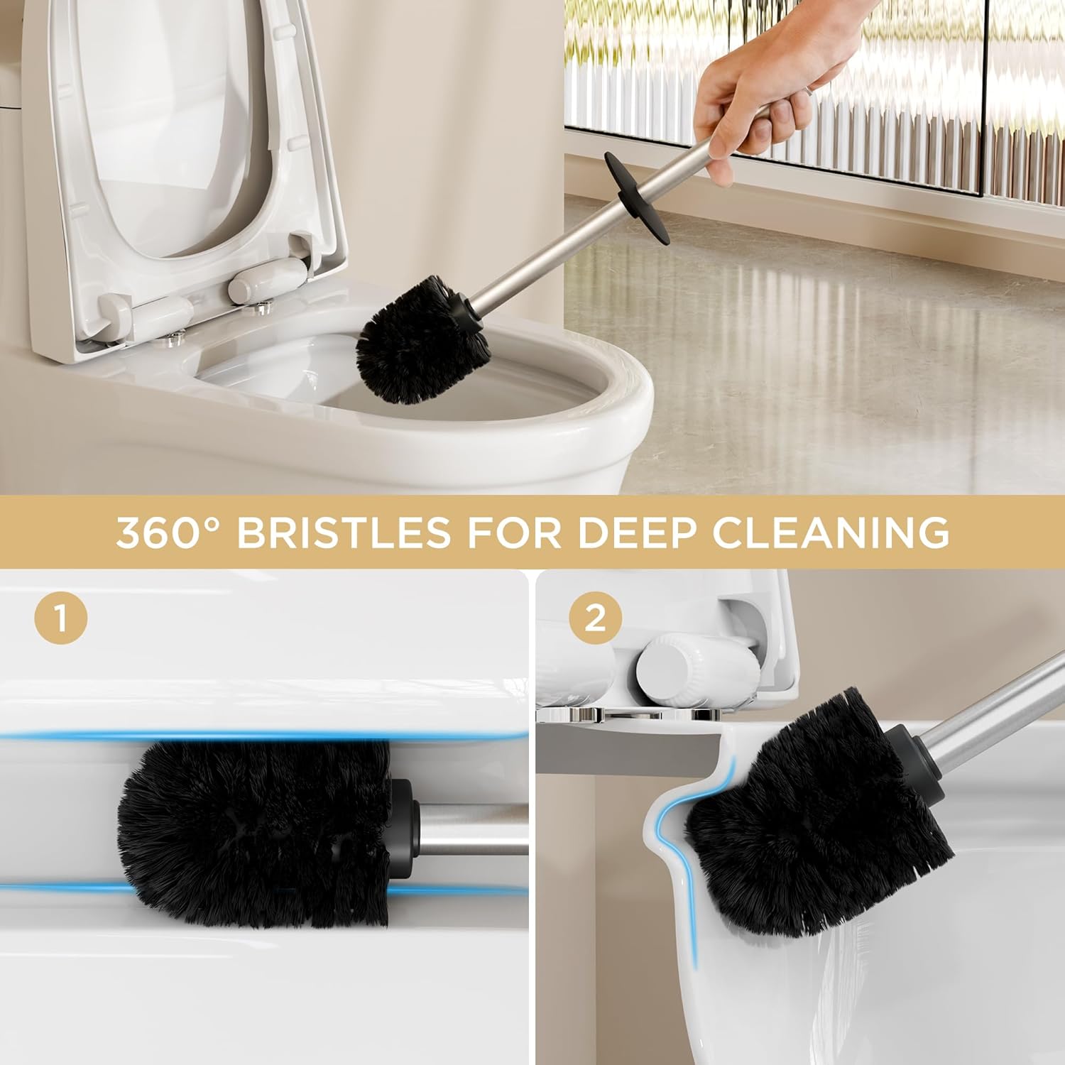 FORIOUS Toilet Brush and Holder Set 2 Packs 1