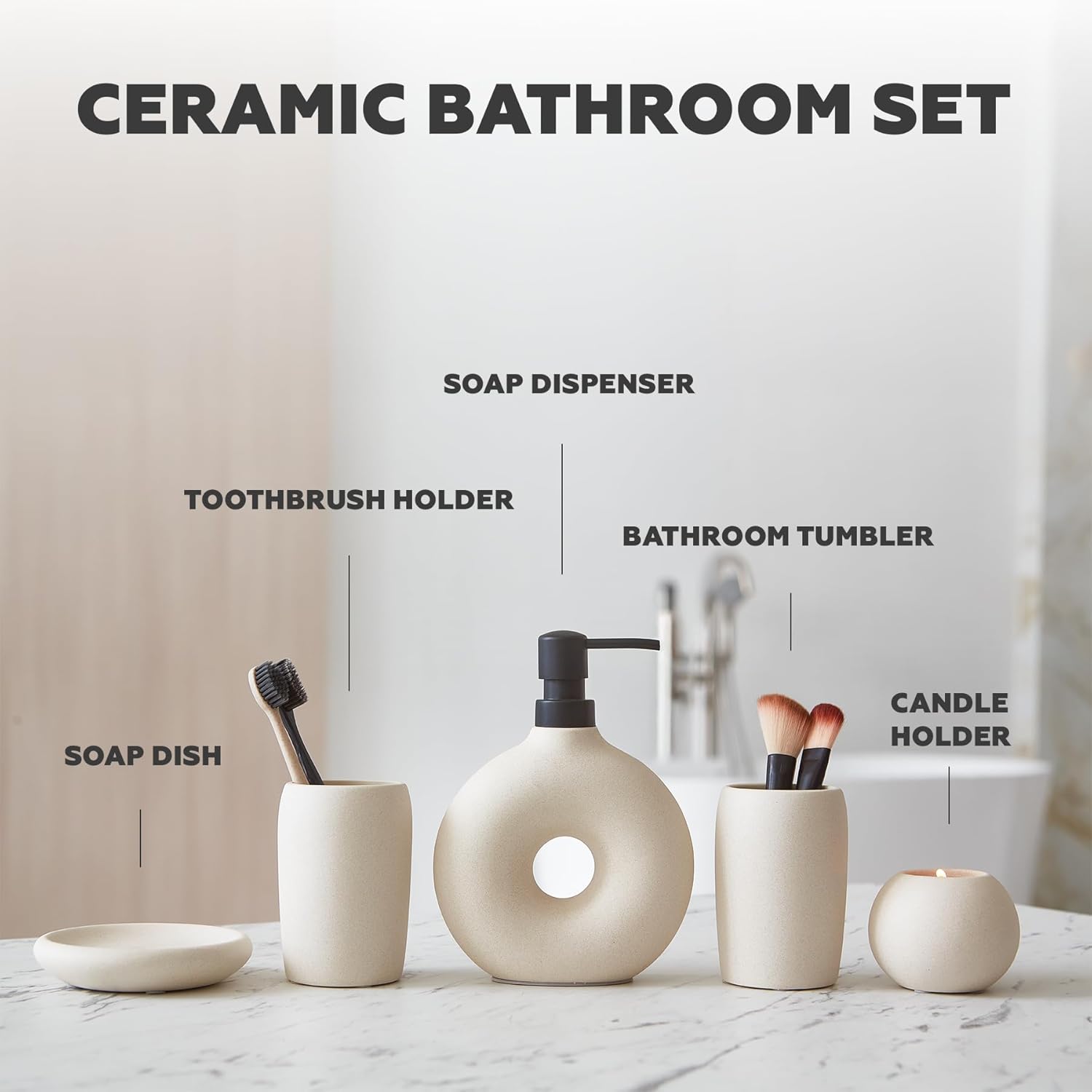 Terramoza Ceramic Bathroom Accessory Set 5 Pcs