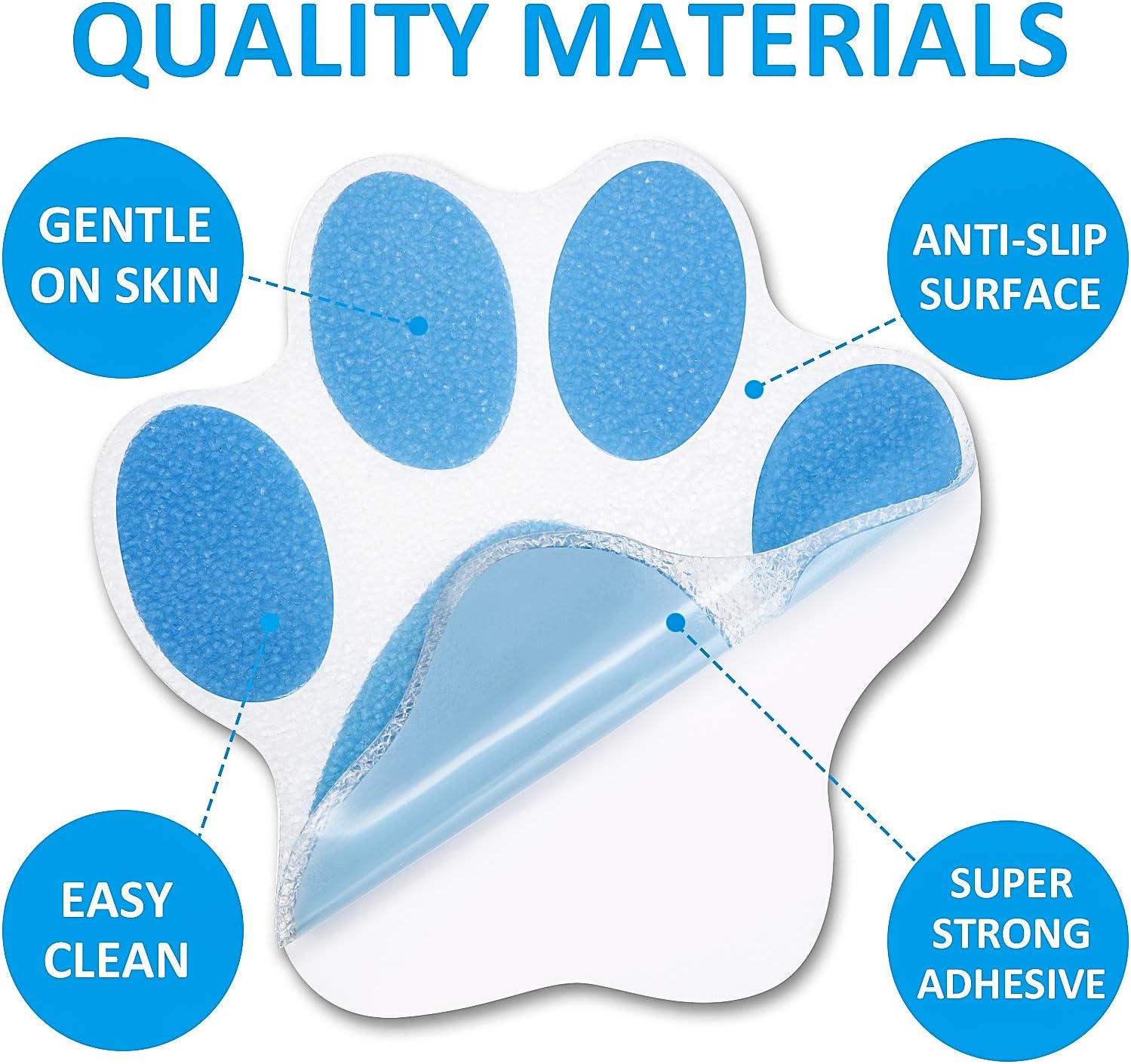 20 Piece Non-Slip Paw Print Bath Treads Blue