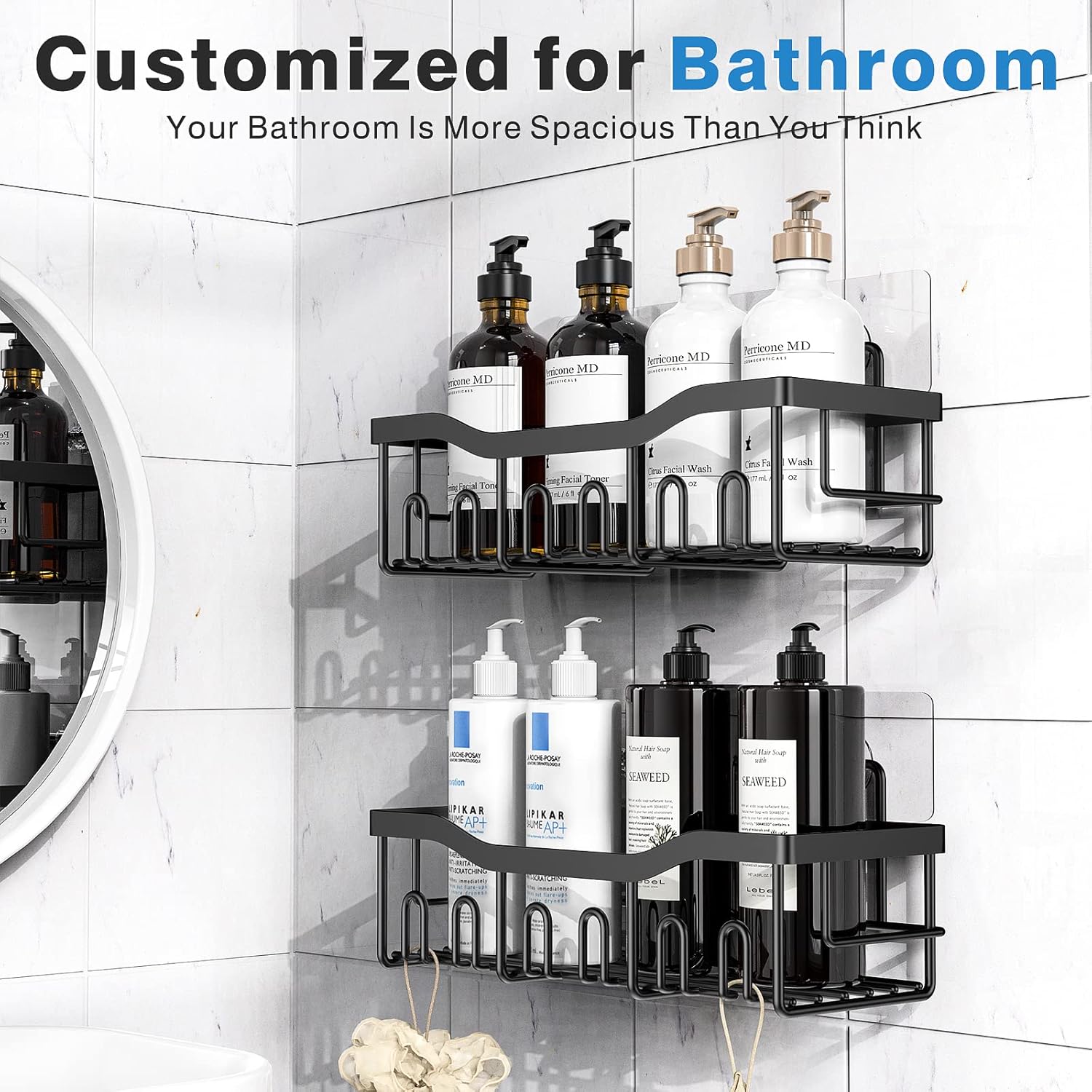 EUDELE 2 Pack Shower Caddy Organizer No Drilling
