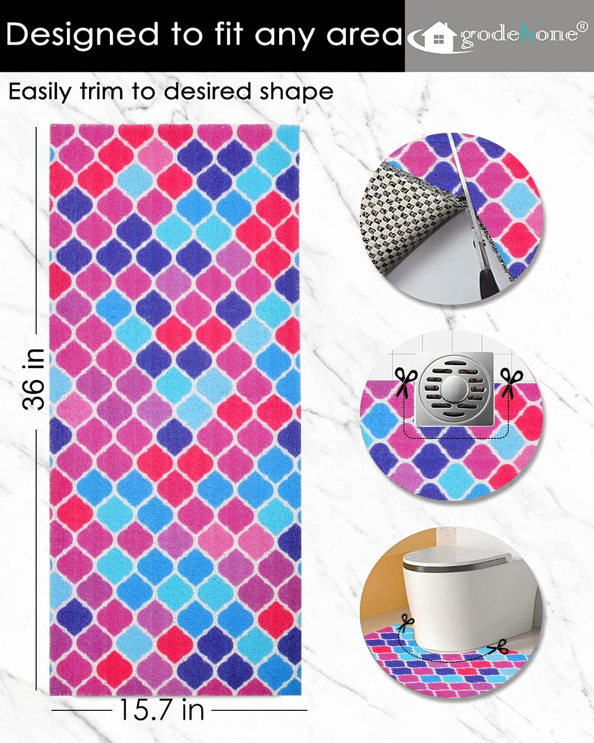 Non-Slip Bathtub Mat with Drainage Holes 15736 Inch